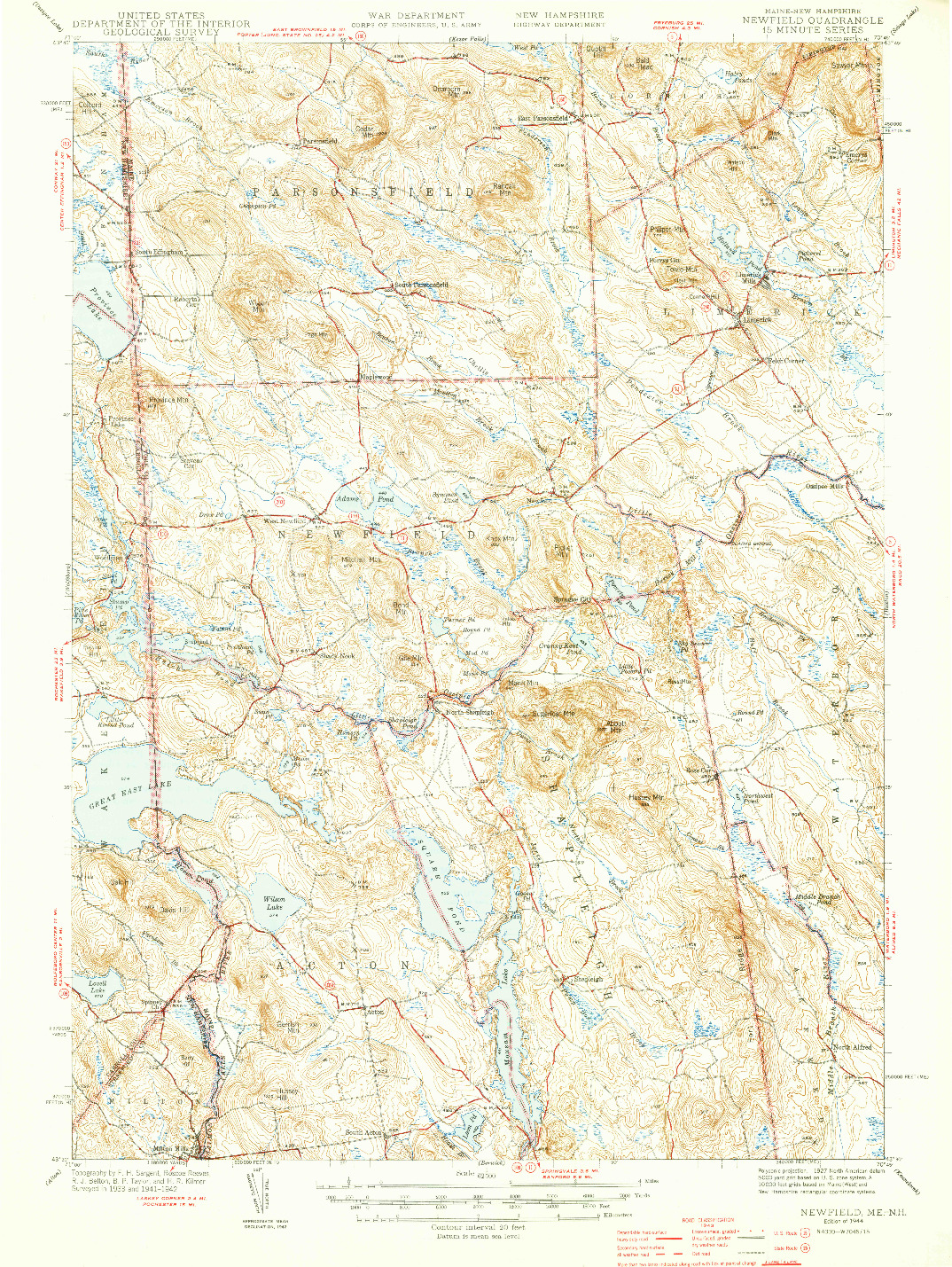 USGS 1:62500-SCALE QUADRANGLE FOR NEWFIELD, ME 1944