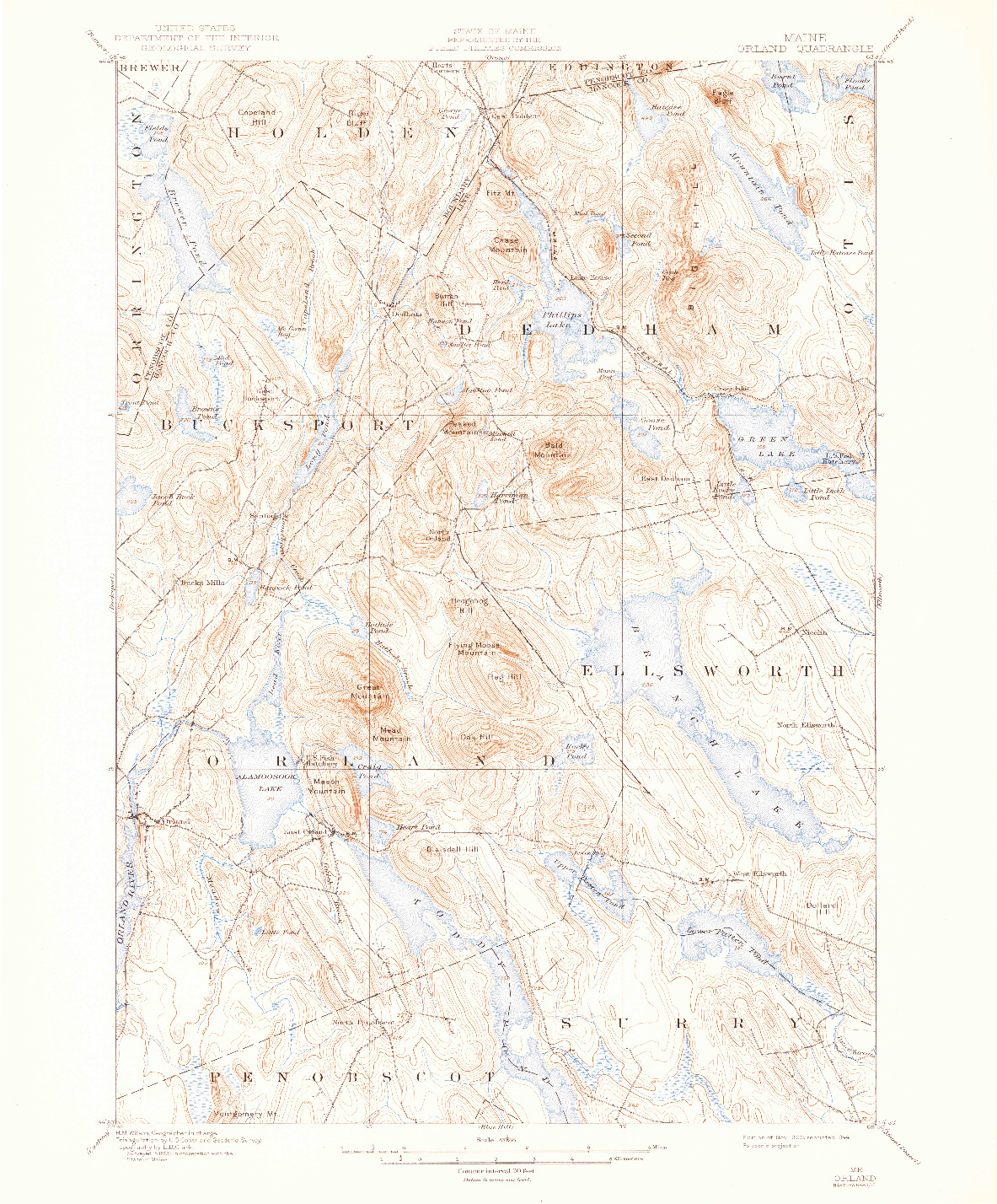 USGS 1:62500-SCALE QUADRANGLE FOR ORLAND, ME 1900