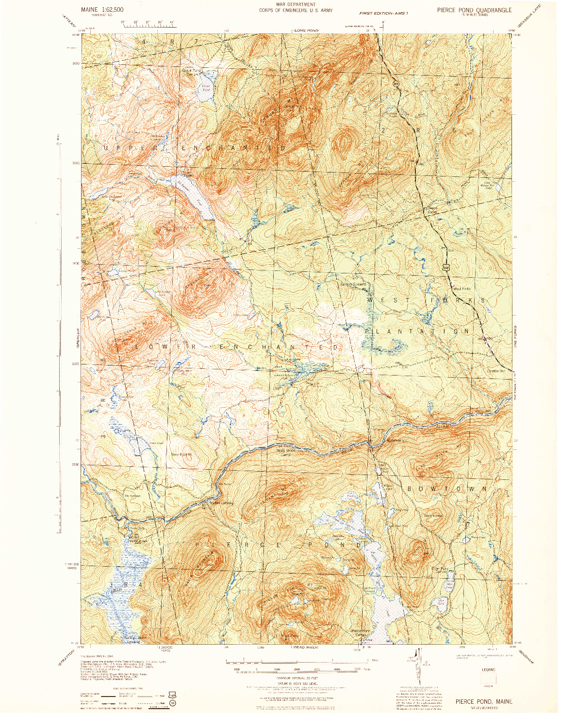 USGS 1:62500-SCALE QUADRANGLE FOR PIERCE POND, ME 1944