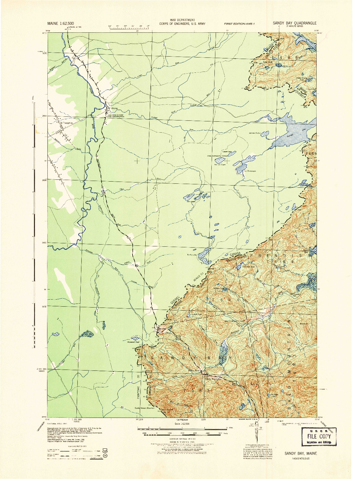 USGS 1:62500-SCALE QUADRANGLE FOR SANDY BAY, ME 1944