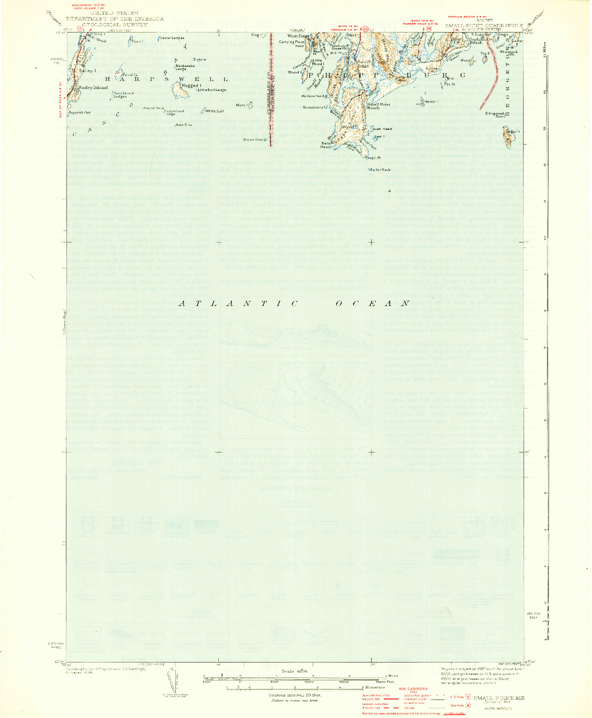 USGS 1:62500-SCALE QUADRANGLE FOR SMALL POINT, ME 1944