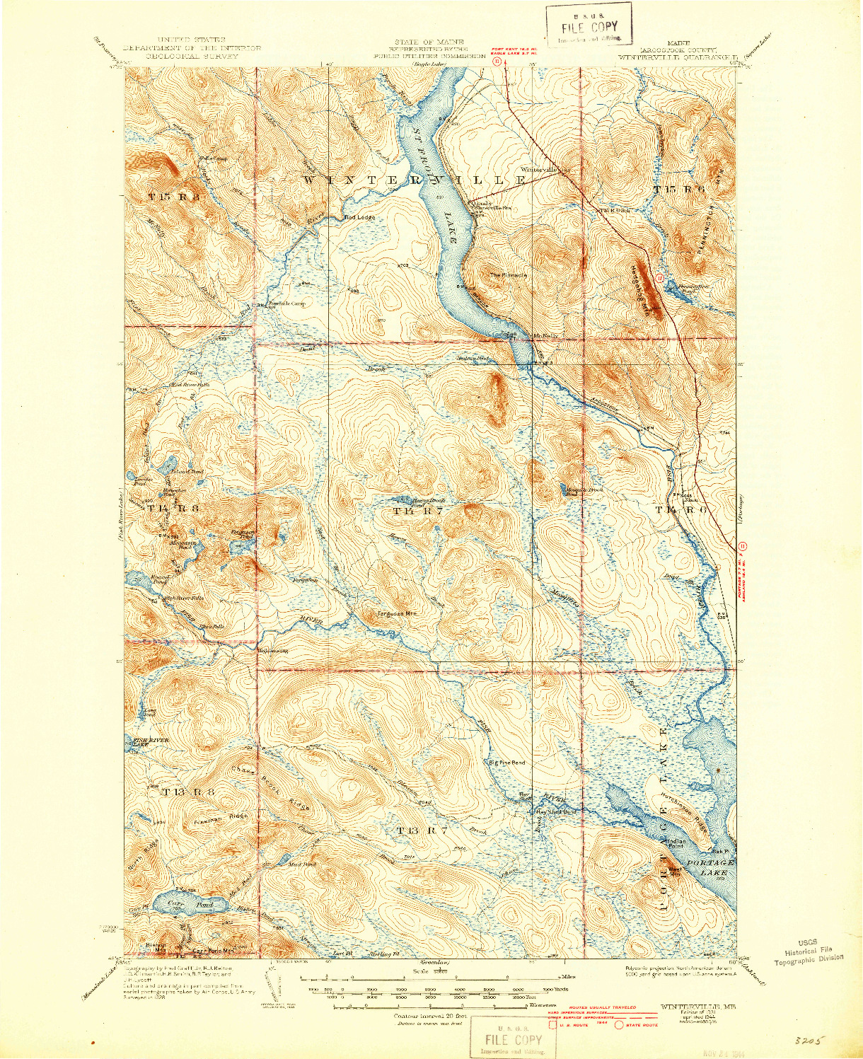 USGS 1:62500-SCALE QUADRANGLE FOR WINTERVILLE, ME 1931