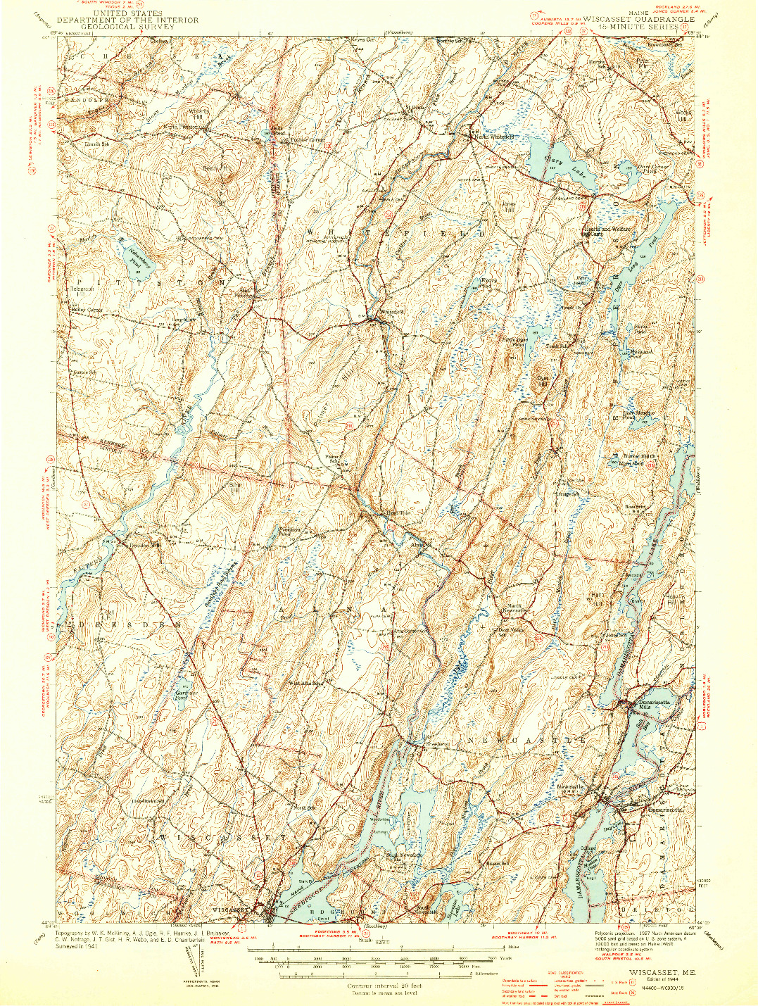 USGS 1:62500-SCALE QUADRANGLE FOR WISCASSET, ME 1944