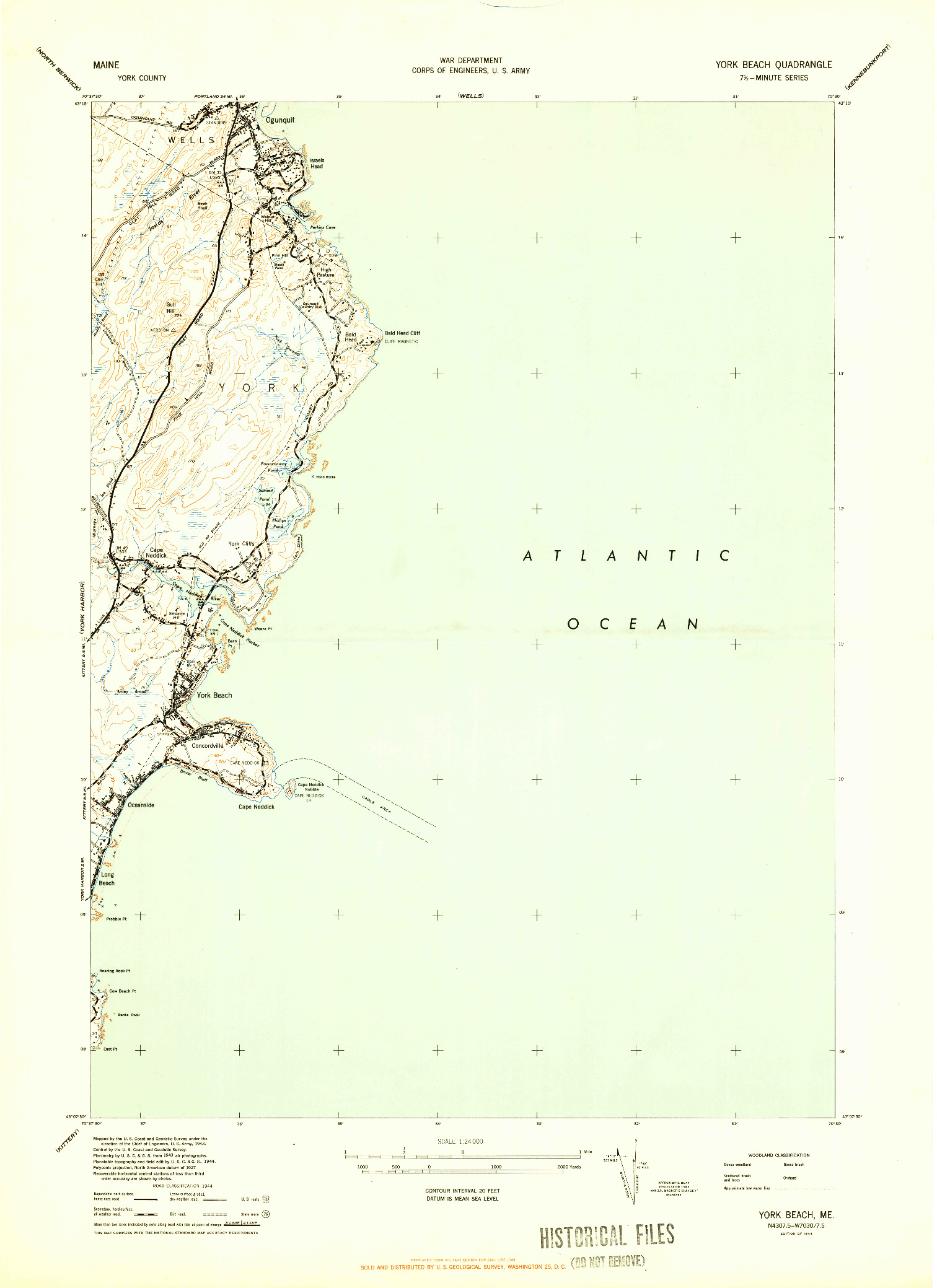USGS 1:24000-SCALE QUADRANGLE FOR YORK BEACH, ME 1944