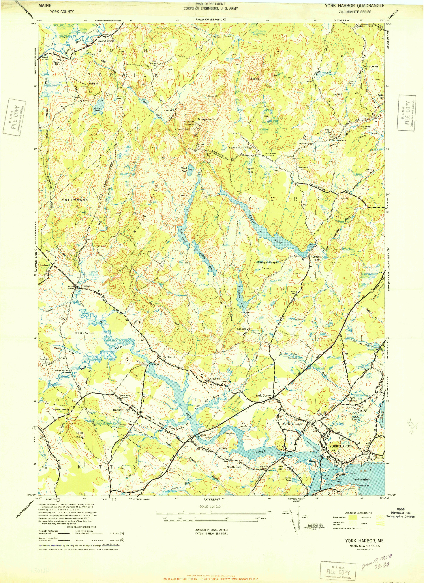 USGS 1:24000-SCALE QUADRANGLE FOR YORK HARBOR, ME 1944