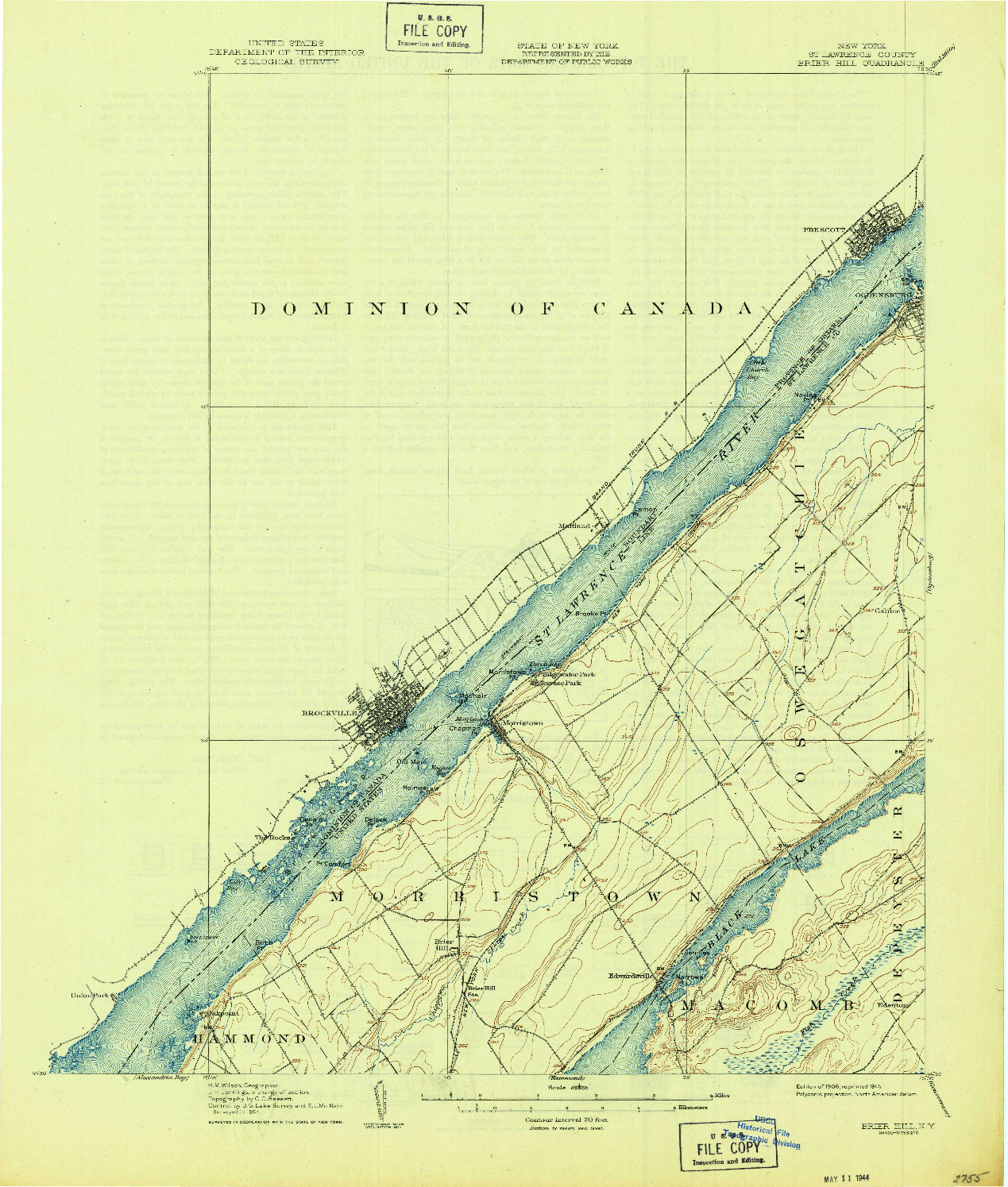 USGS 1:62500-SCALE QUADRANGLE FOR BRIER HILL, NY 1906