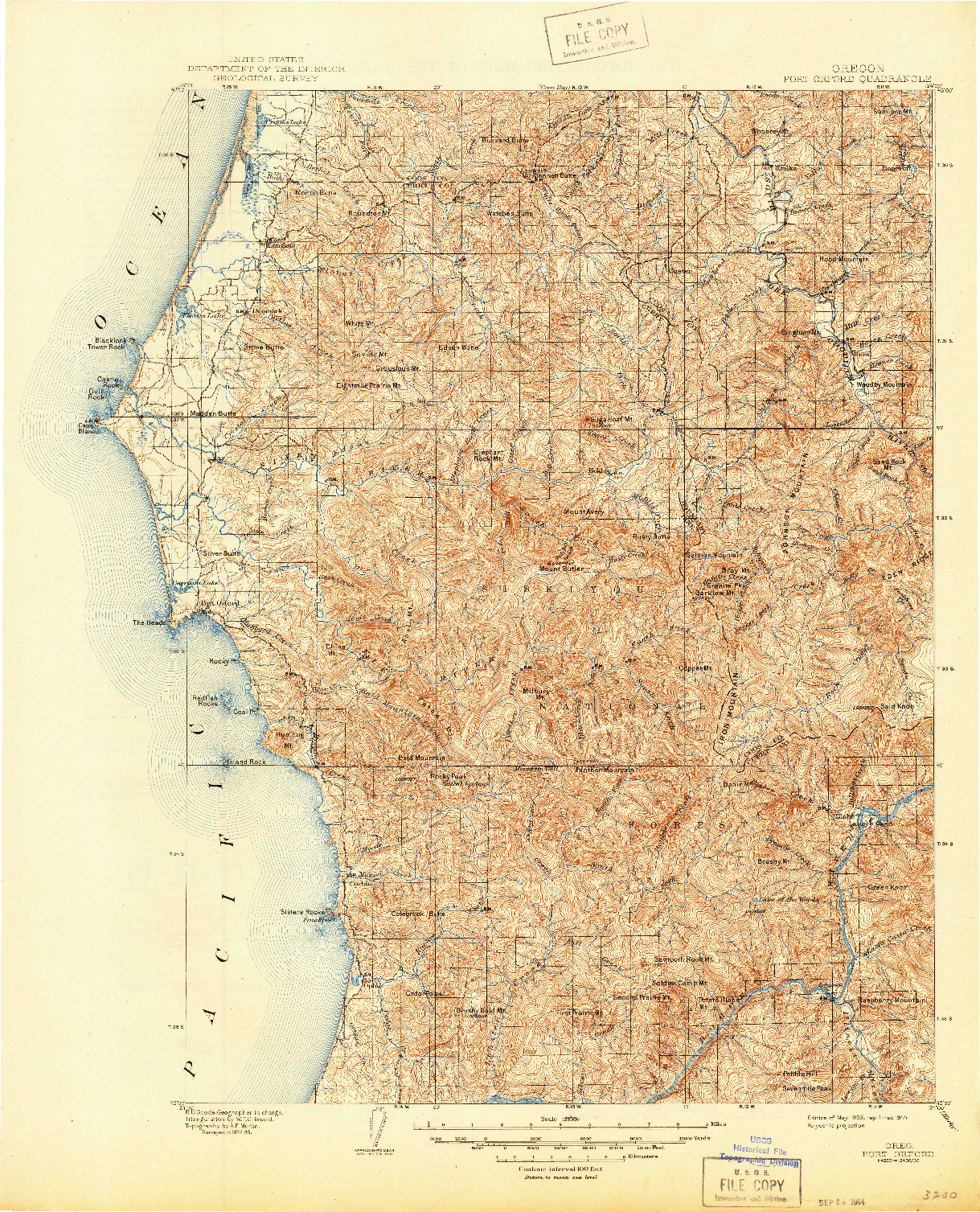 USGS 1:125000-SCALE QUADRANGLE FOR PORT ORFORD, OR 1903