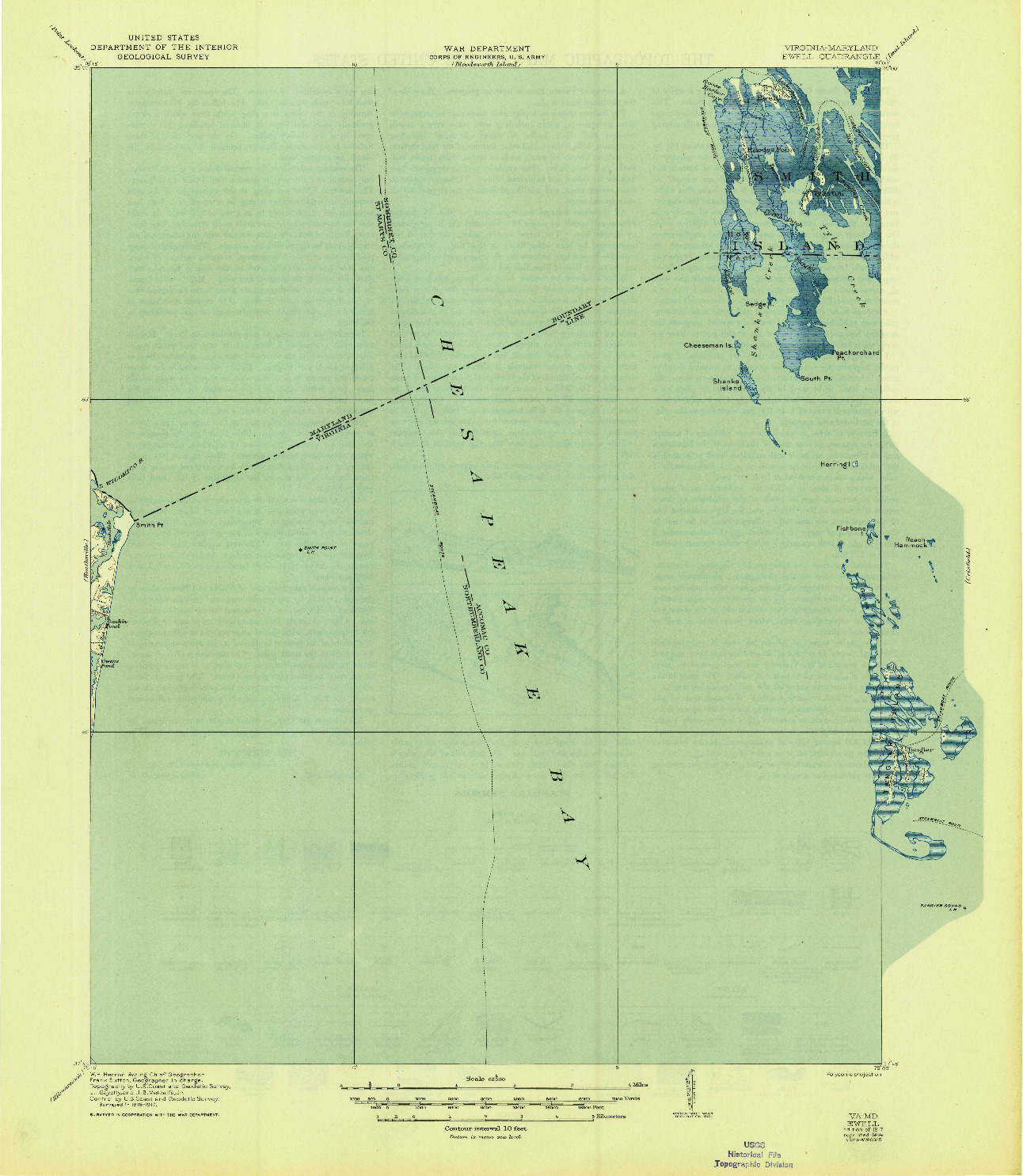 USGS 1:62500-SCALE QUADRANGLE FOR EWELL, VA 1917
