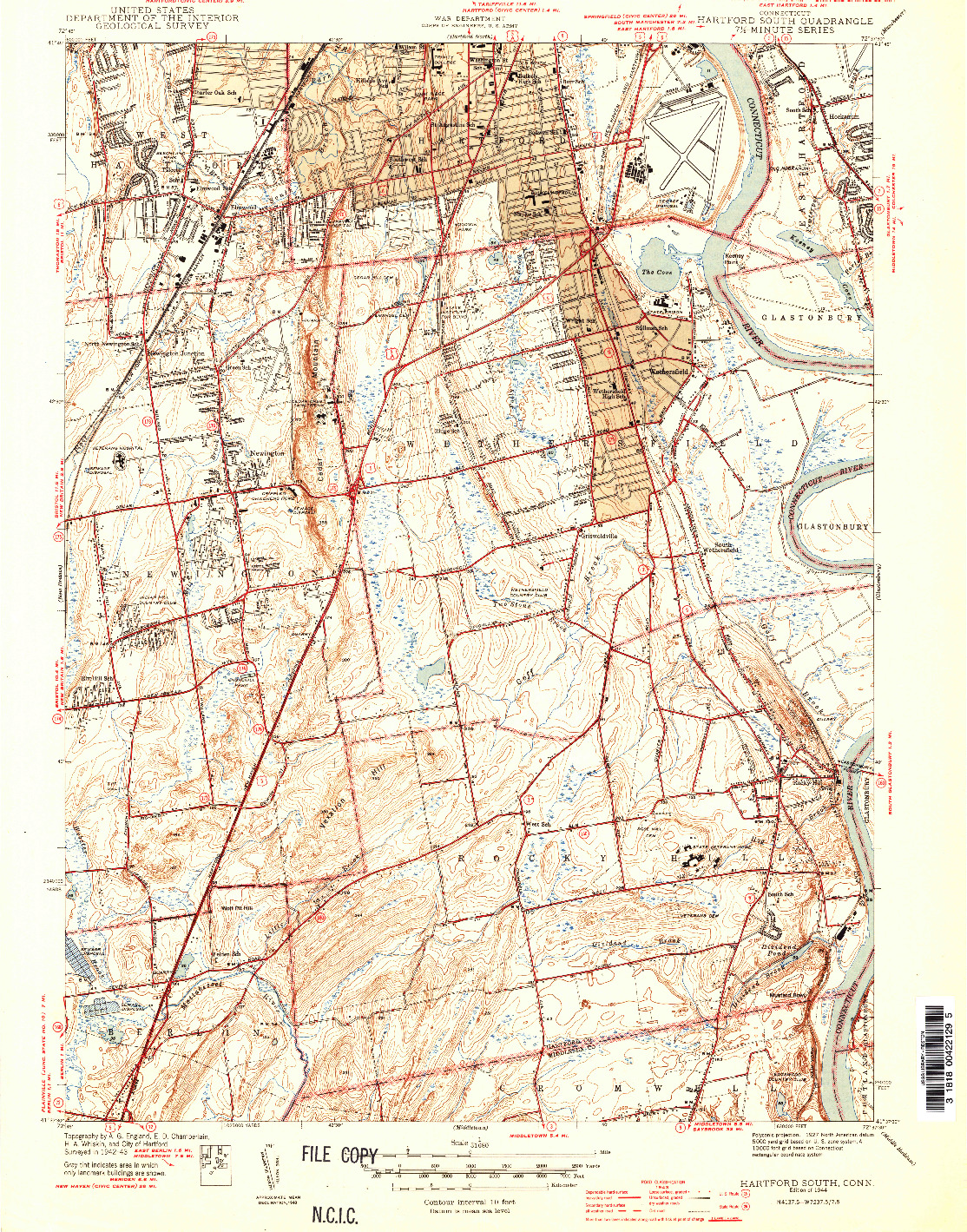 USGS 1:31680-SCALE QUADRANGLE FOR HARTFORD SOUTH, CT 1944