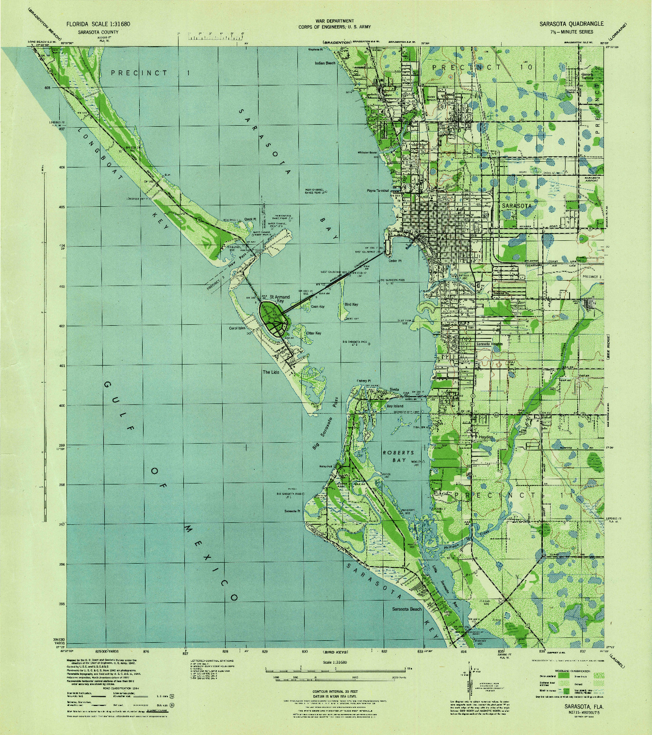 USGS 1:31680-SCALE QUADRANGLE FOR SARASOTA, FL 1944