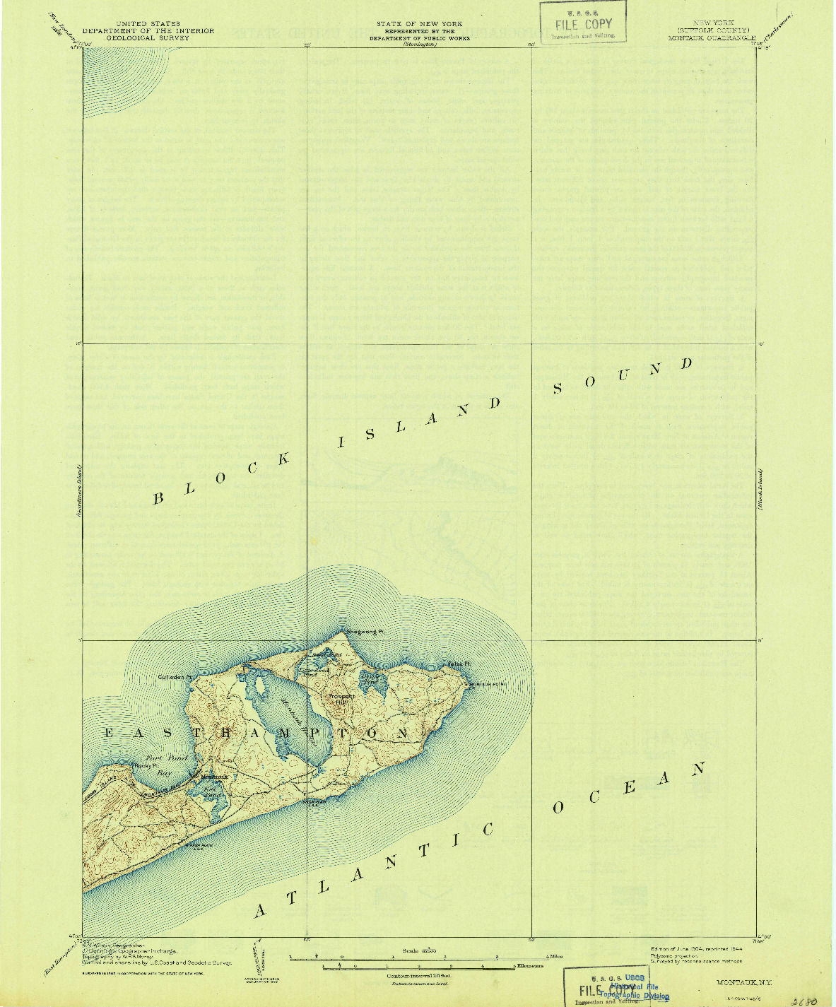 USGS 1:62500-SCALE QUADRANGLE FOR MONTAUK, NY 1904