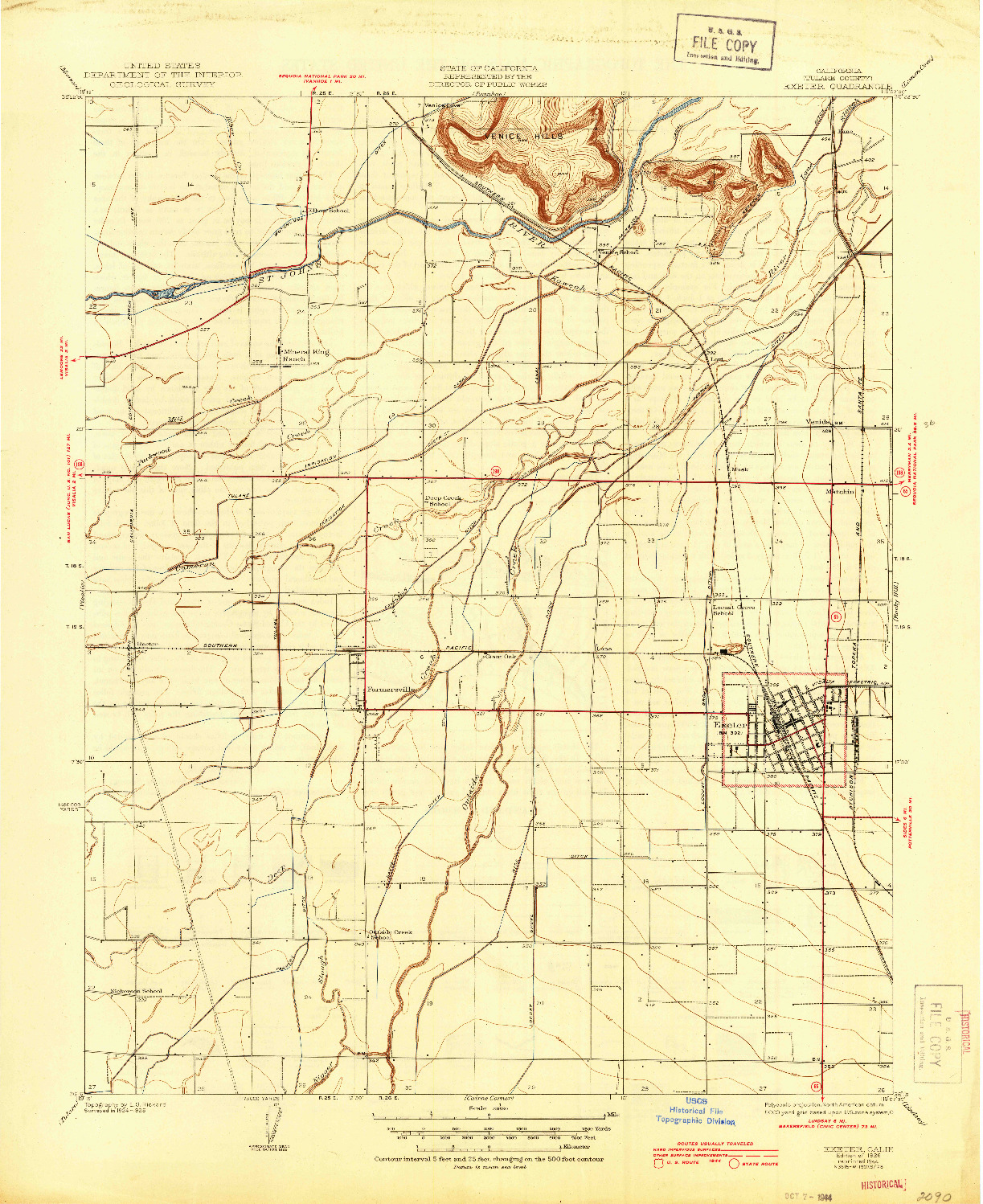 USGS 1:31680-SCALE QUADRANGLE FOR EXETER, CA 1926