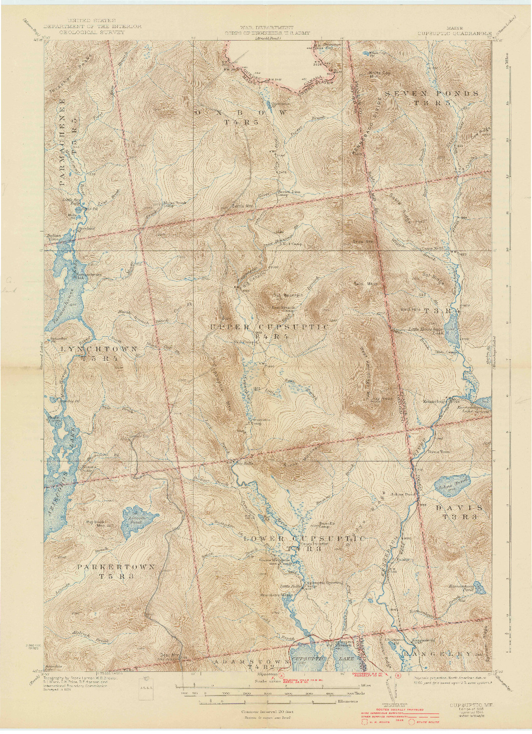 USGS 1:62500-SCALE QUADRANGLE FOR CUPSUPTIC, ME 1935