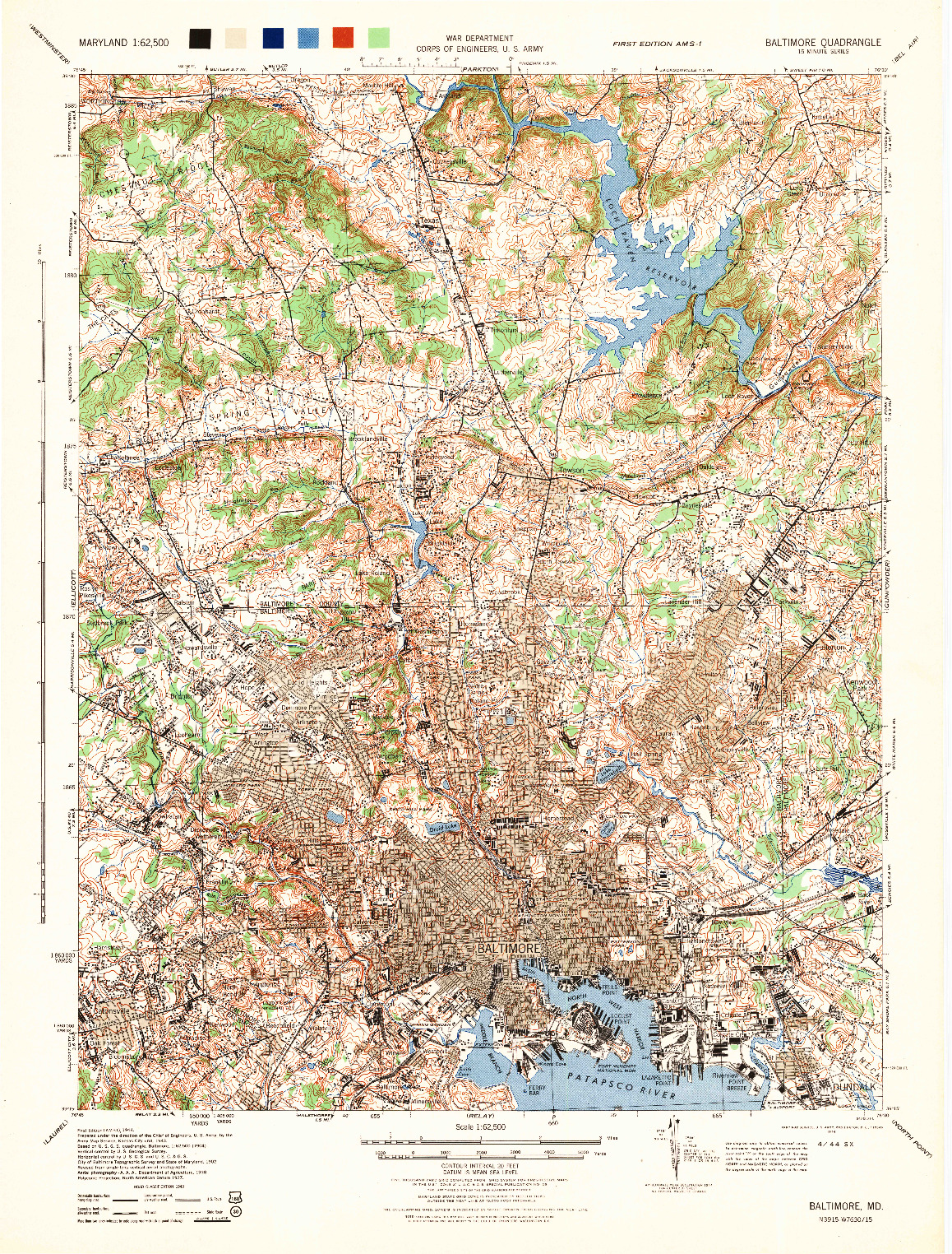 USGS 1:62500-SCALE QUADRANGLE FOR BALTIMORE, MD 1944