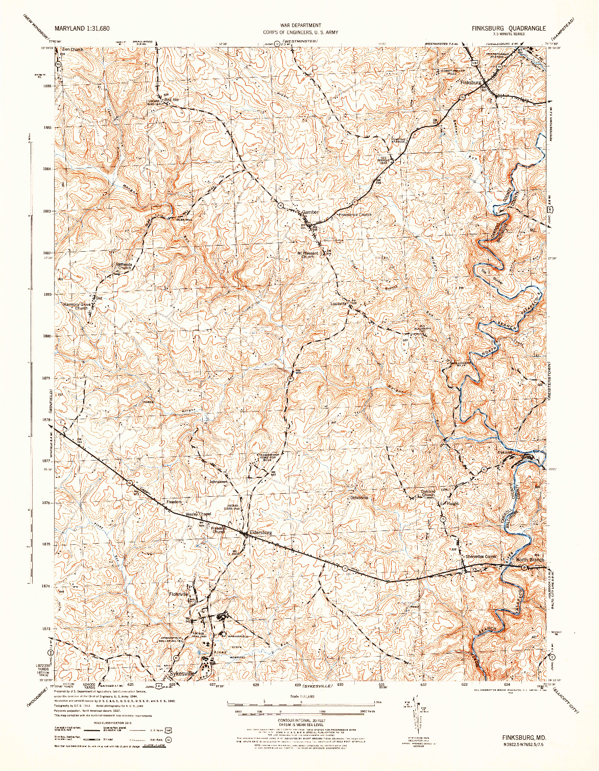 USGS 1:31680-SCALE QUADRANGLE FOR FINKSBURG, MD 1944