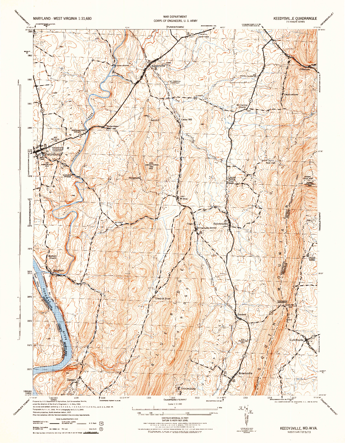 USGS 1:31680-SCALE QUADRANGLE FOR KEDDYSVILLE, MD 1944