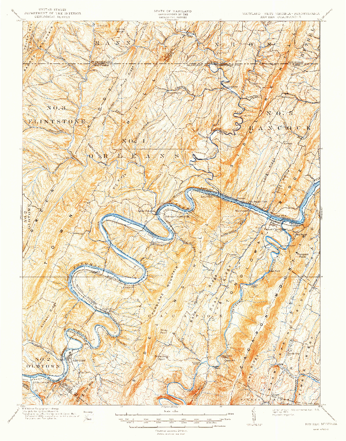 USGS 1:62500-SCALE QUADRANGLE FOR PAW PAW, MD 1900