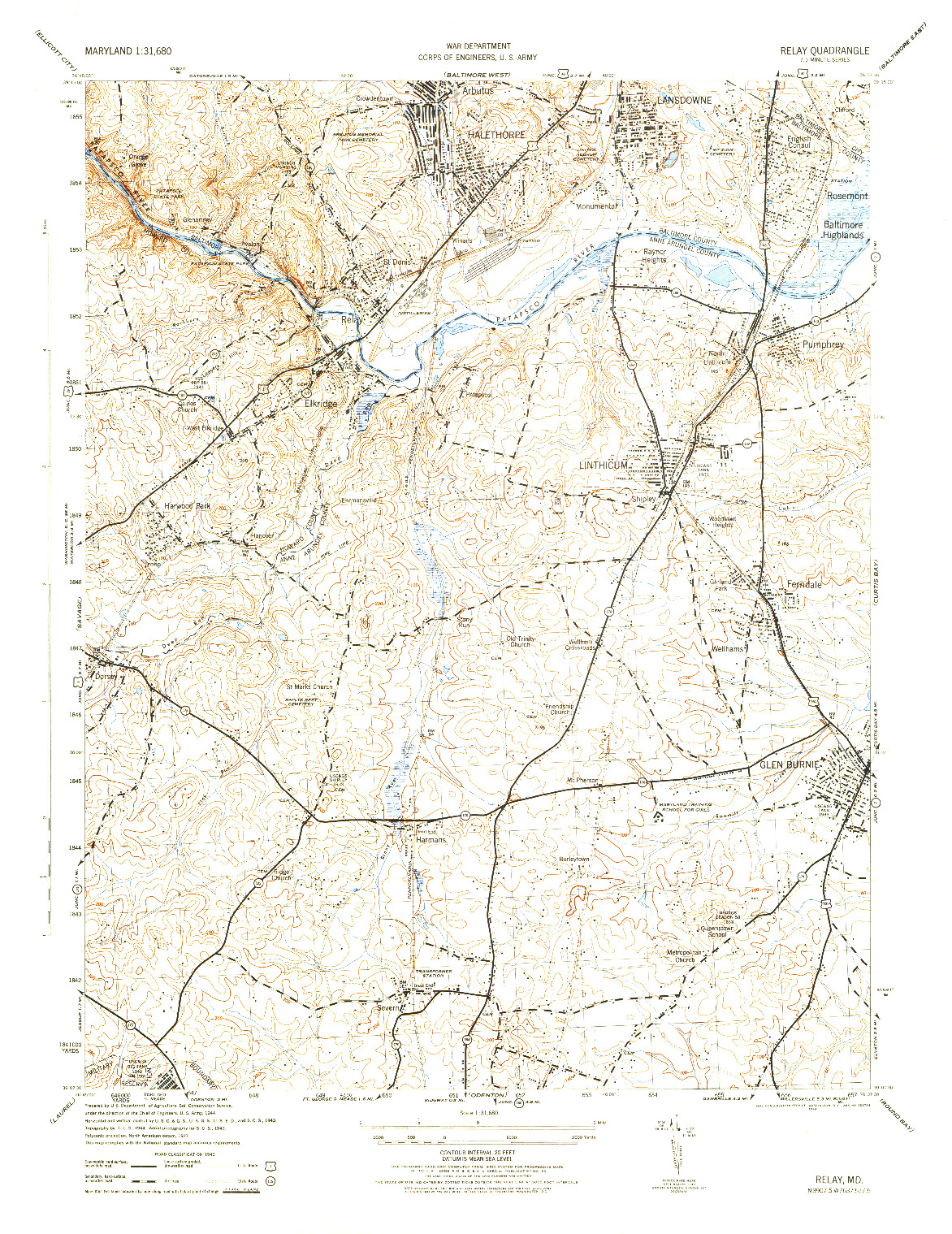 USGS 1:31680-SCALE QUADRANGLE FOR RELAY, MD 1944