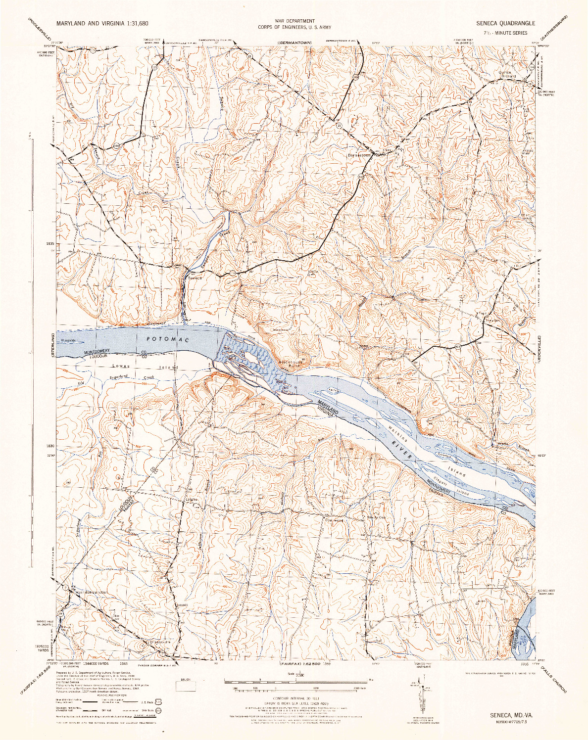USGS 1:31680-SCALE QUADRANGLE FOR SENECA, MD 1944