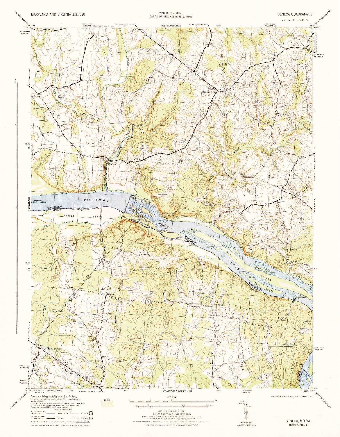 USGS 1:31680-SCALE QUADRANGLE FOR SENECA, MD 1944