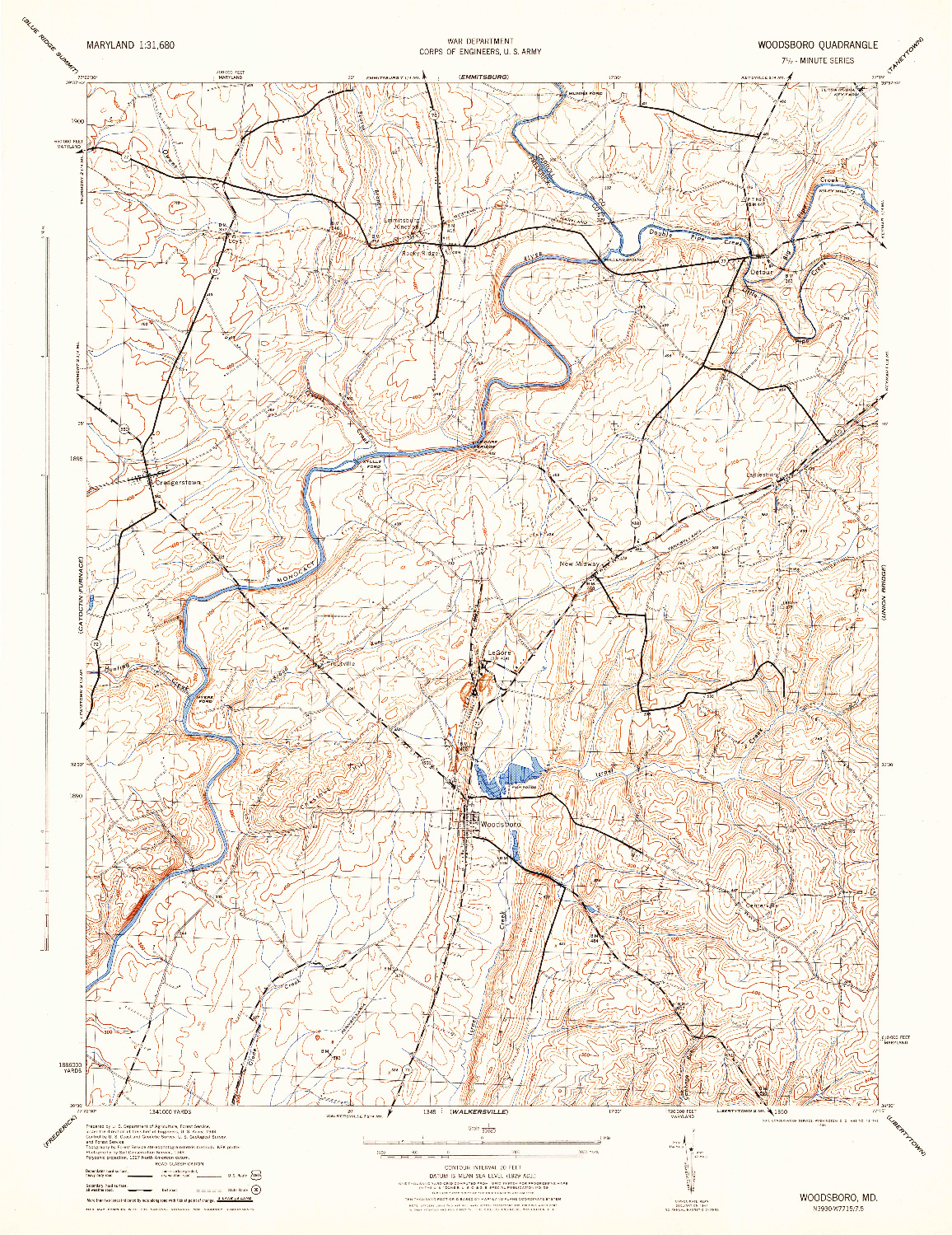 USGS 1:31680-SCALE QUADRANGLE FOR WOODSBORO, MD 1944