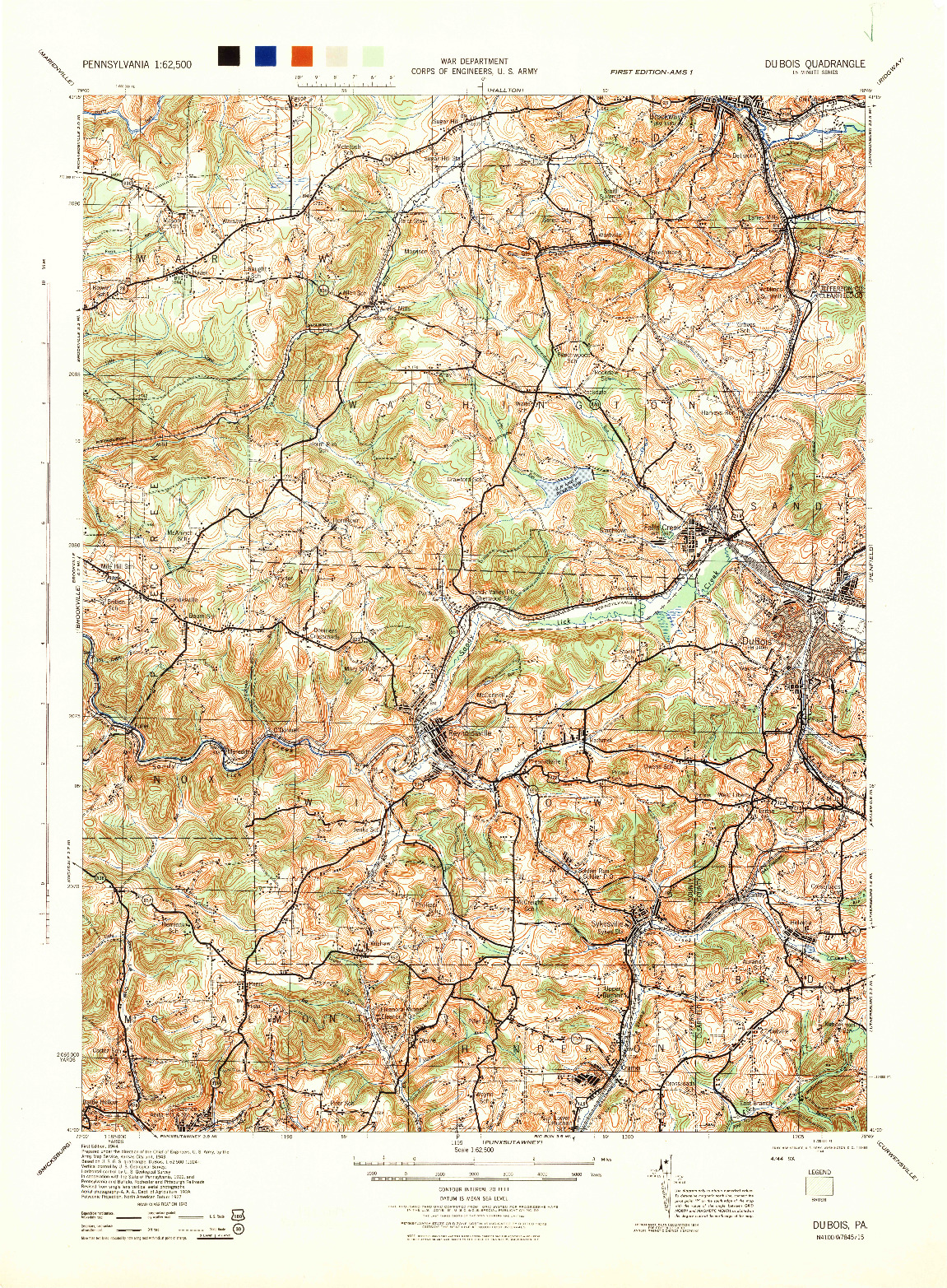 USGS 1:62500-SCALE QUADRANGLE FOR DU BOIS, PA 1944