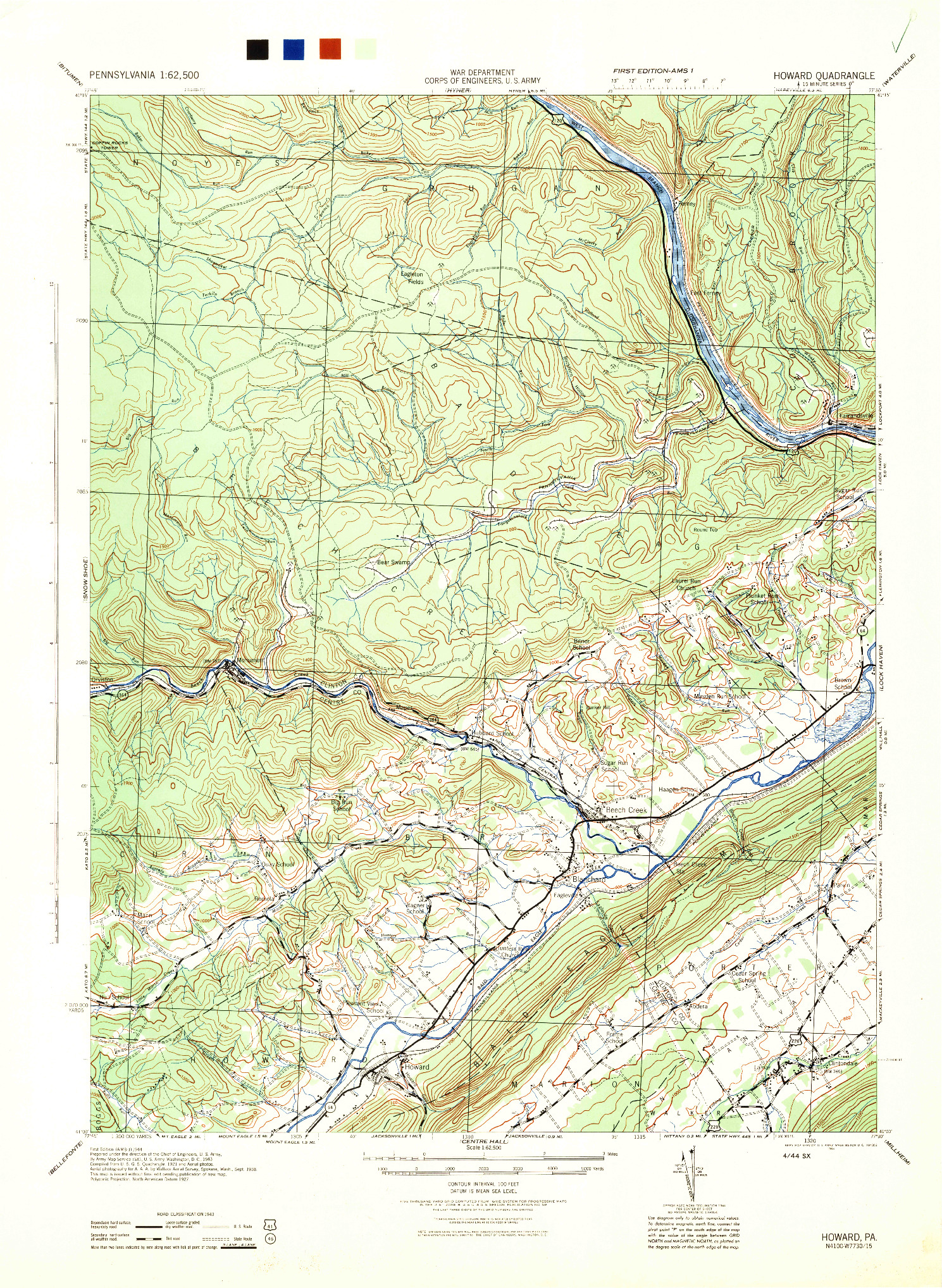 USGS 1:24000-SCALE QUADRANGLE FOR HOWARD, PA 1944
