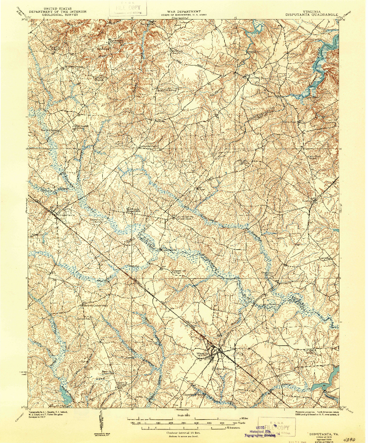 USGS 1:62500-SCALE QUADRANGLE FOR DISPUTANTA, VA 1919