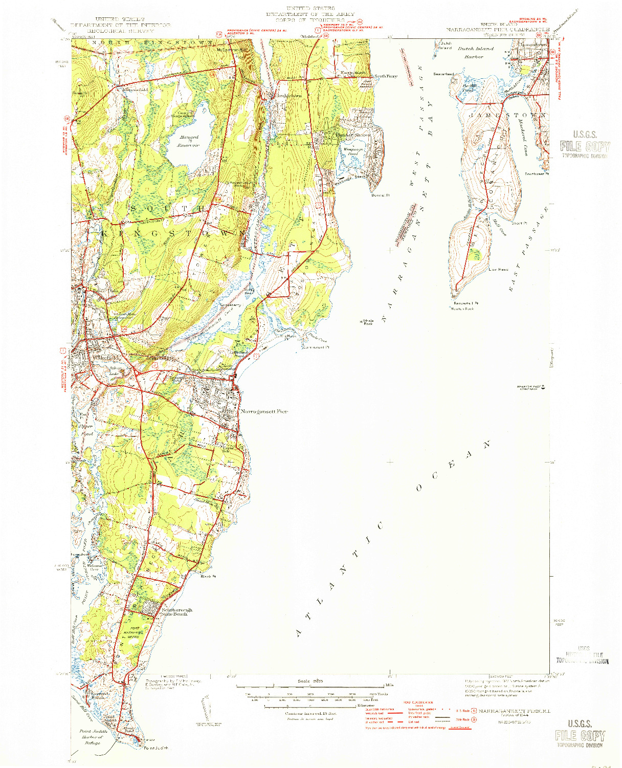 USGS 1:31680-SCALE QUADRANGLE FOR NARRAGANSETT PIER, RI 1944