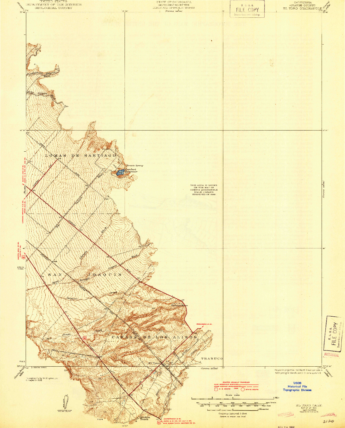 USGS 1:31680-SCALE QUADRANGLE FOR EL TORO, CA 1935
