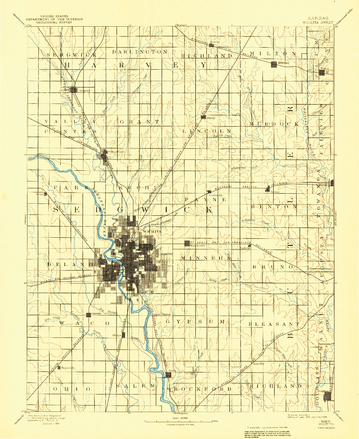 USGS 1:125000-SCALE QUADRANGLE FOR WICHITA, KS 1894