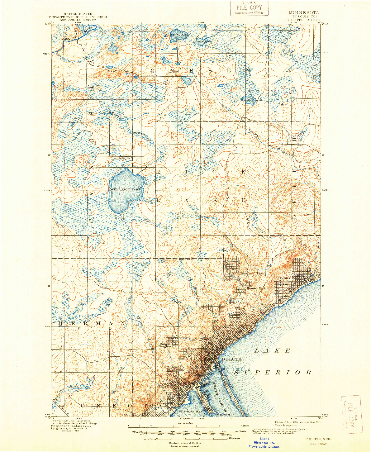 USGS 1:62500-SCALE QUADRANGLE FOR DULUTH, MN 1895