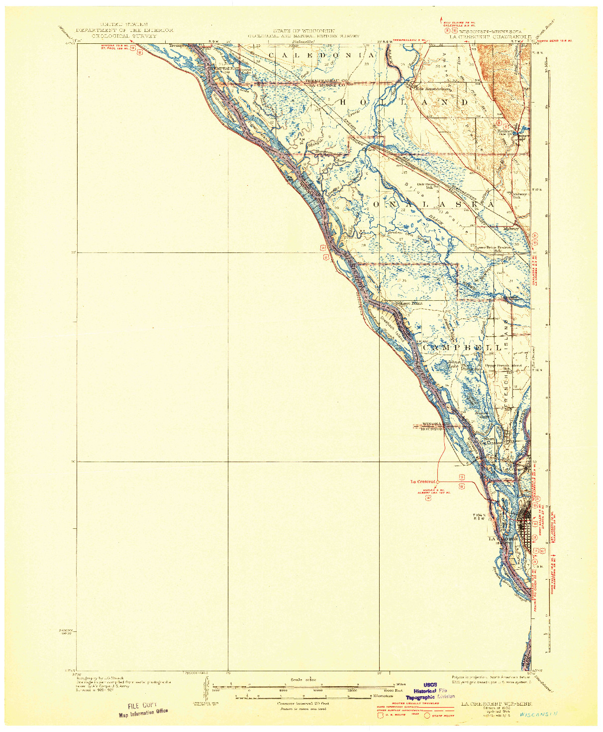 USGS 1:62500-SCALE QUADRANGLE FOR LA CRESCENT, WI 1930