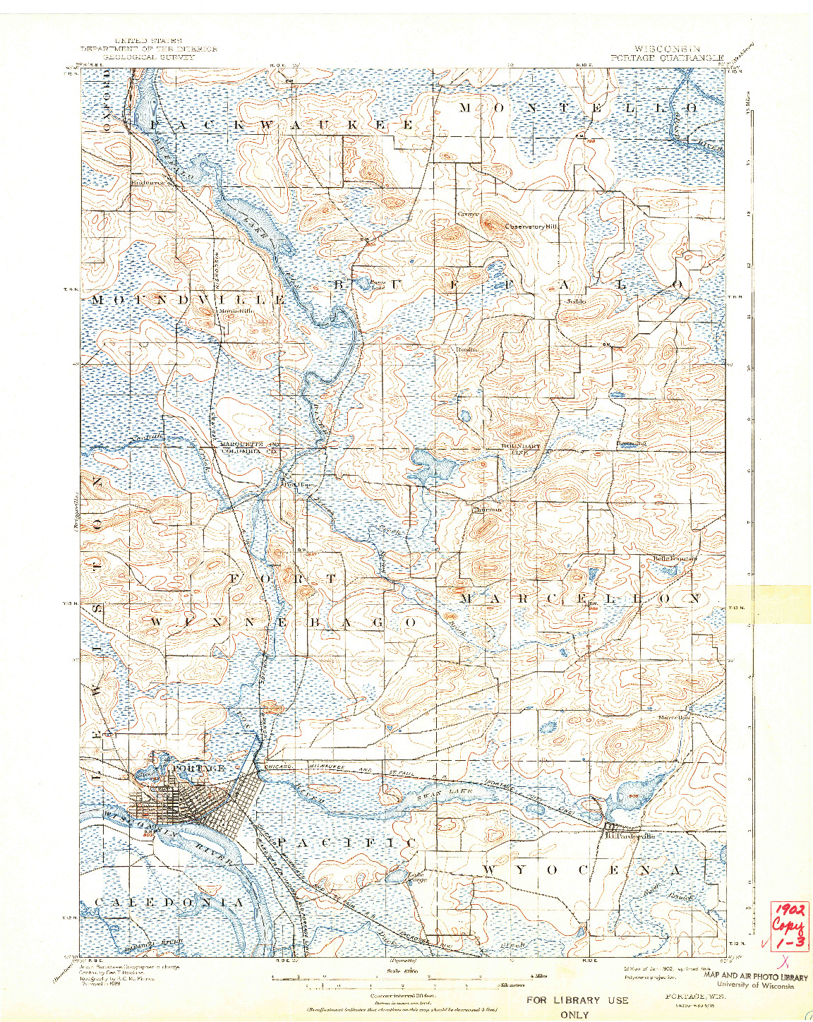 USGS 1:62500-SCALE QUADRANGLE FOR PORTAGE, WI 1902