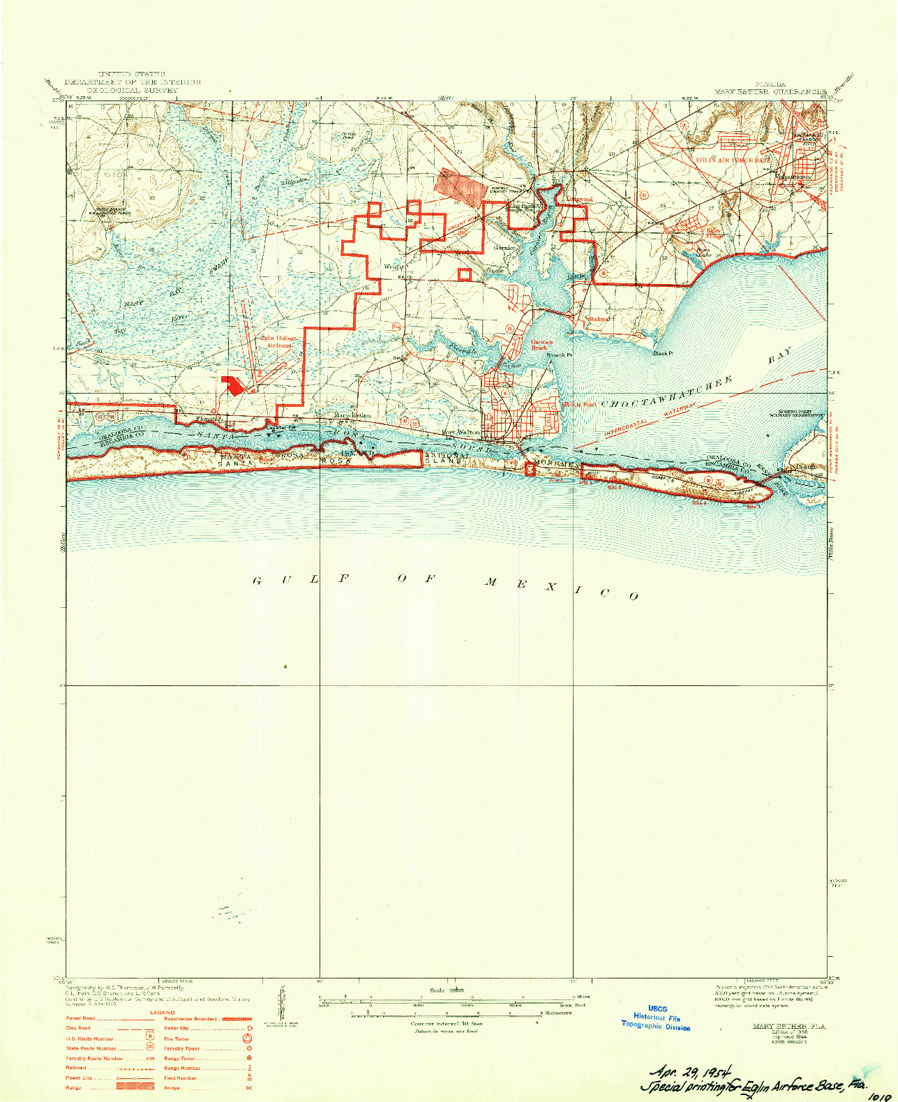 USGS 1:62500-SCALE QUADRANGLE FOR MARY ESTHER, FL 1938