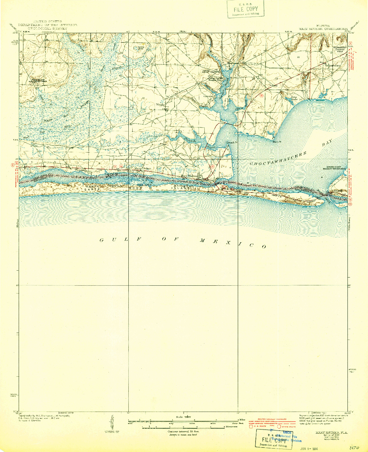 USGS 1:62500-SCALE QUADRANGLE FOR MARY ESTHER, FL 1938