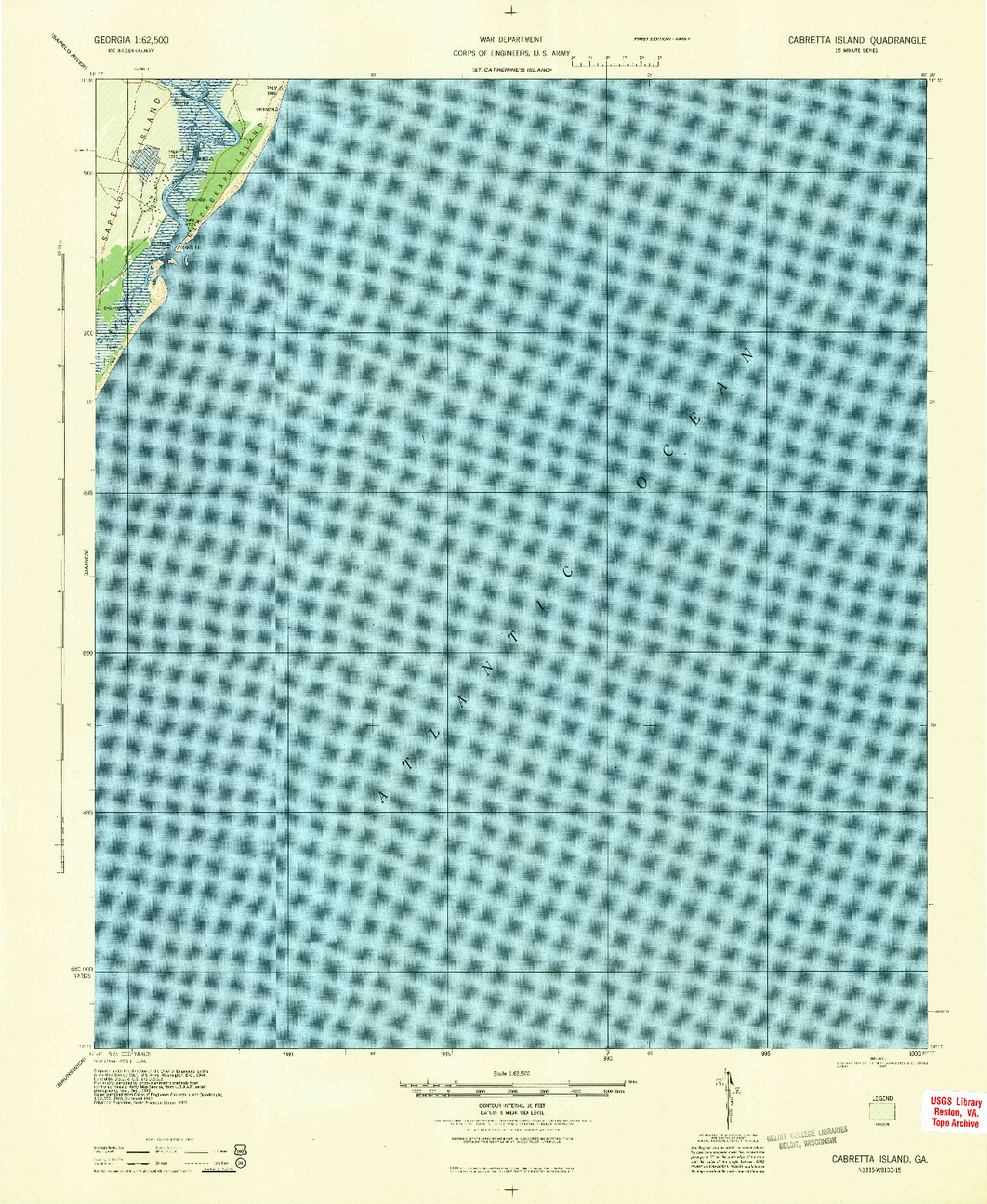 USGS 1:62500-SCALE QUADRANGLE FOR CABRETTA ISLAND, GA 1944