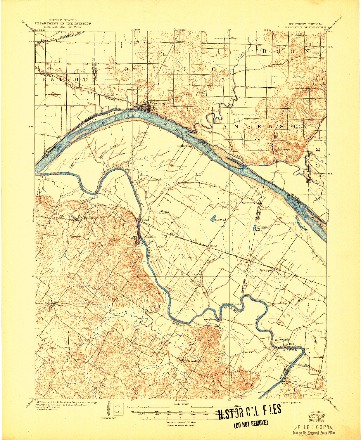 USGS 1:62500-SCALE QUADRANGLE FOR NEWBURG, KY 1905