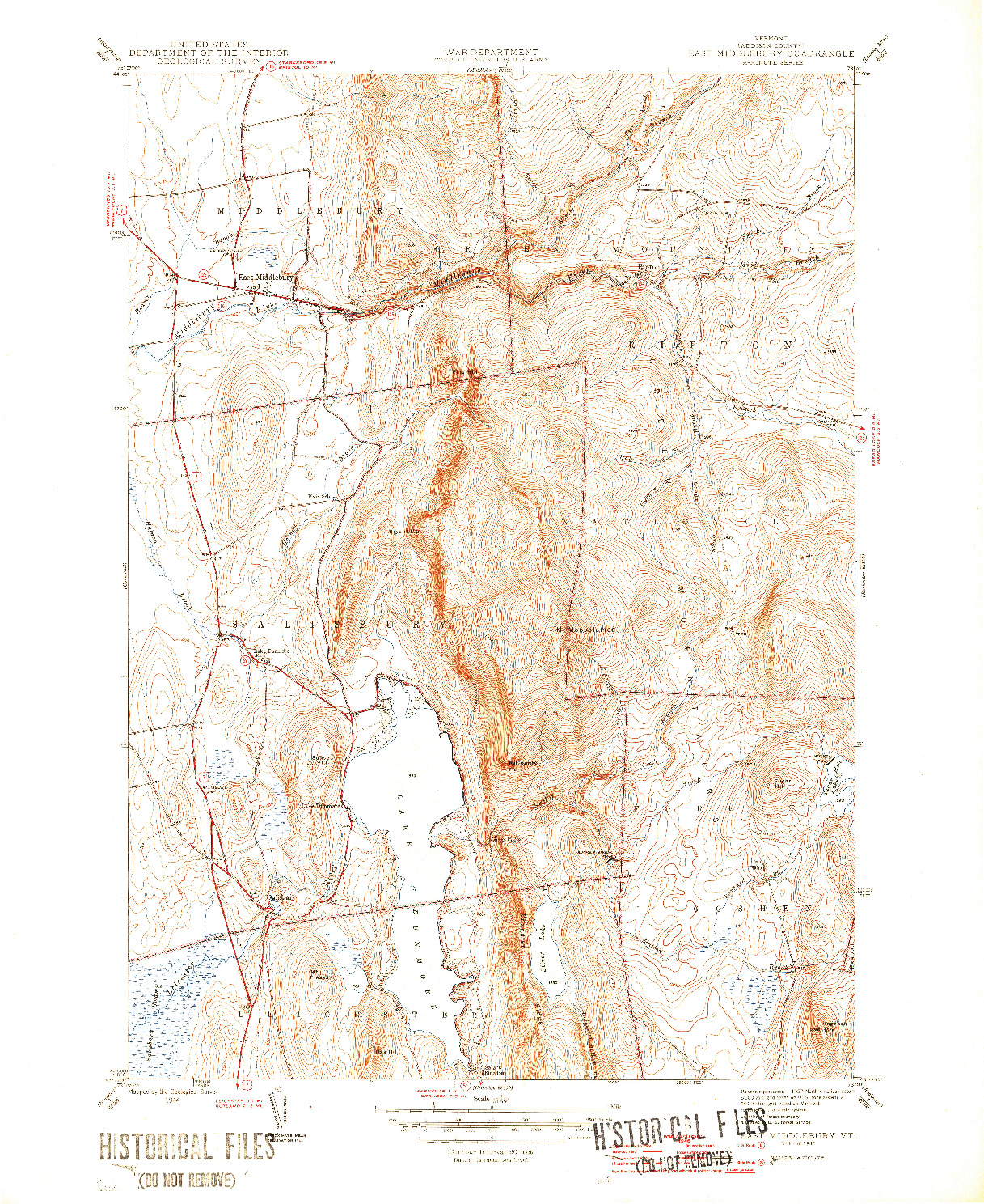 USGS 1:31680-SCALE QUADRANGLE FOR EAST MIDDLEBURY, VT 1944