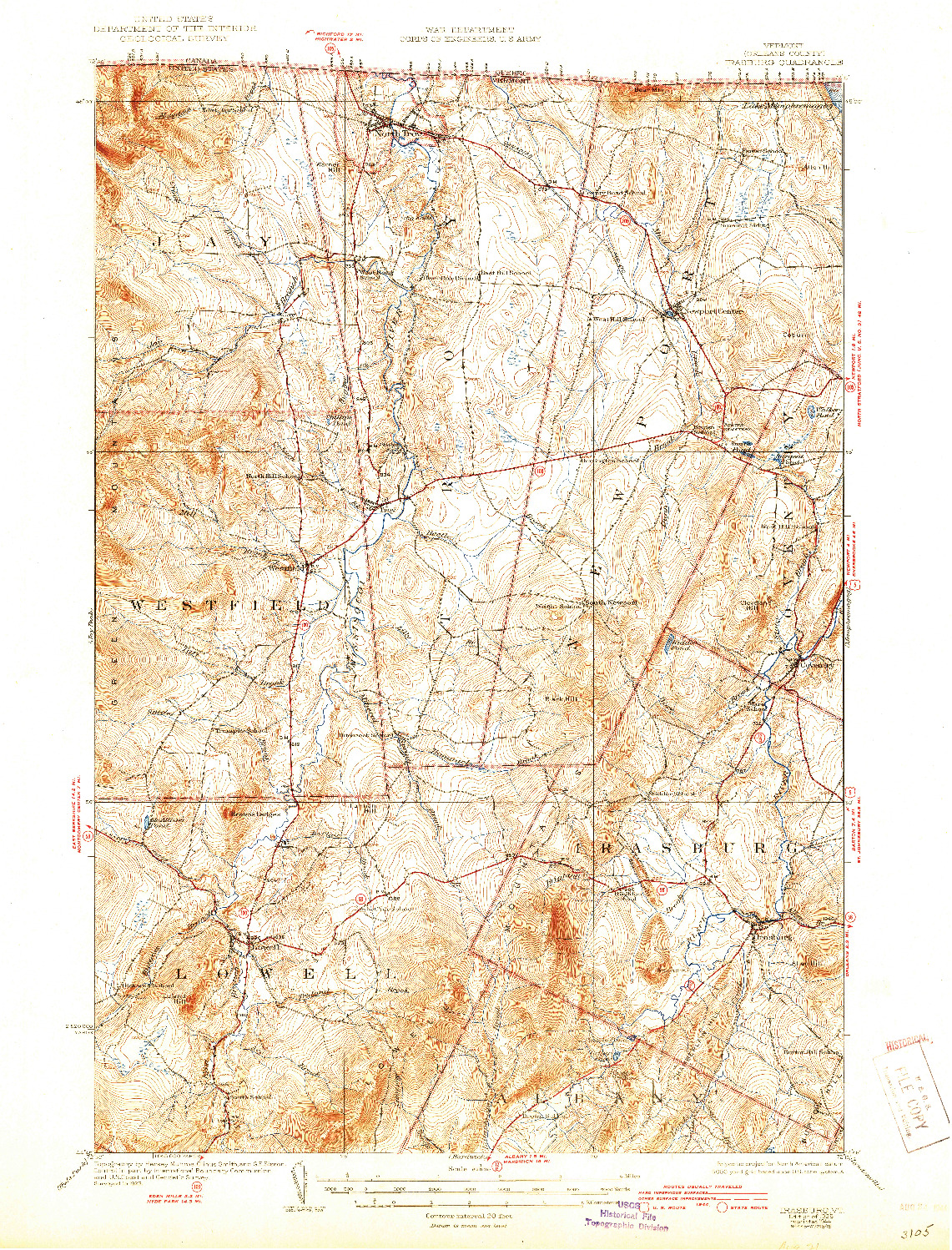 USGS 1:62500-SCALE QUADRANGLE FOR IRASBURG, VT 1925