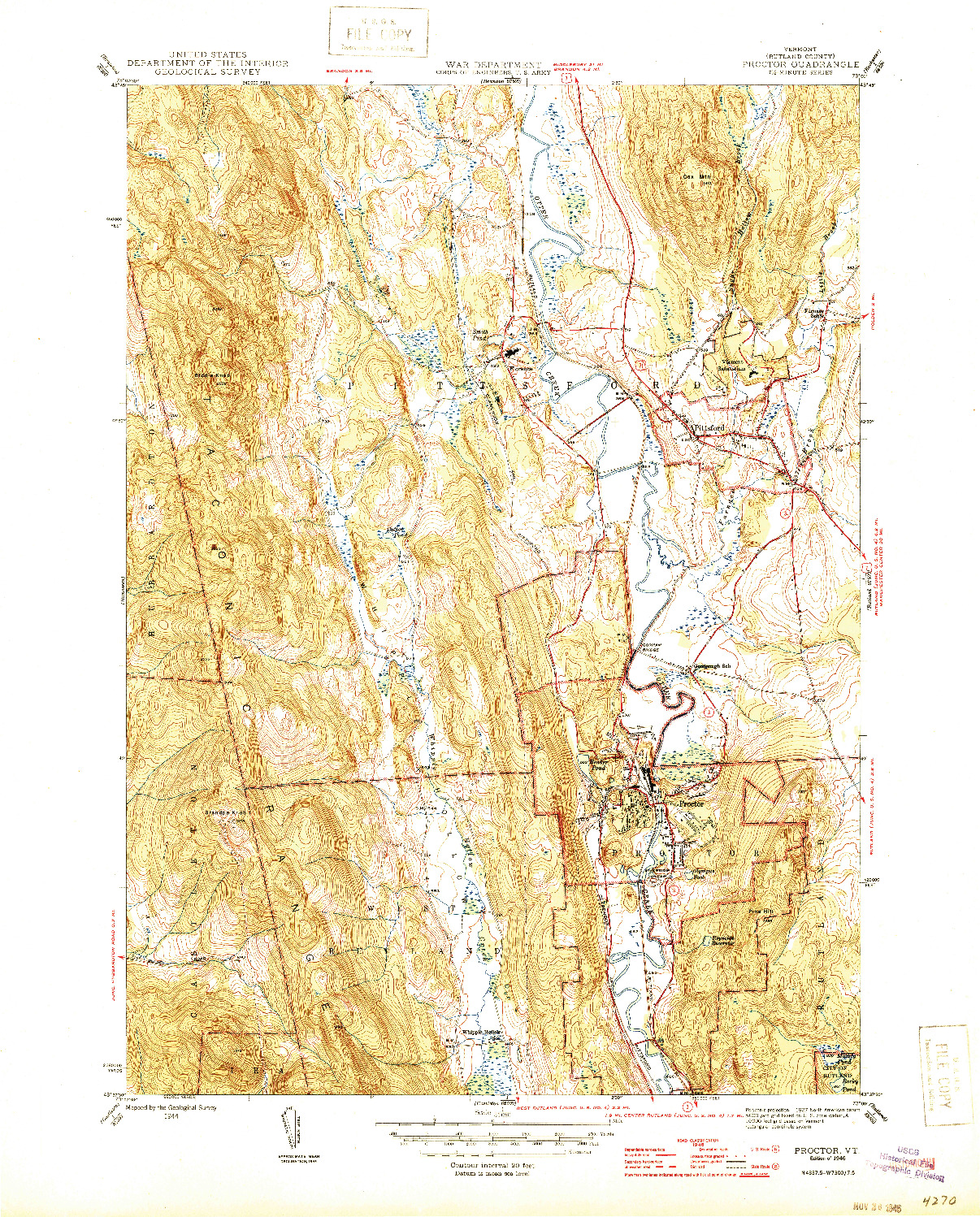 USGS 1:31680-SCALE QUADRANGLE FOR PROCTOR, VT 1944