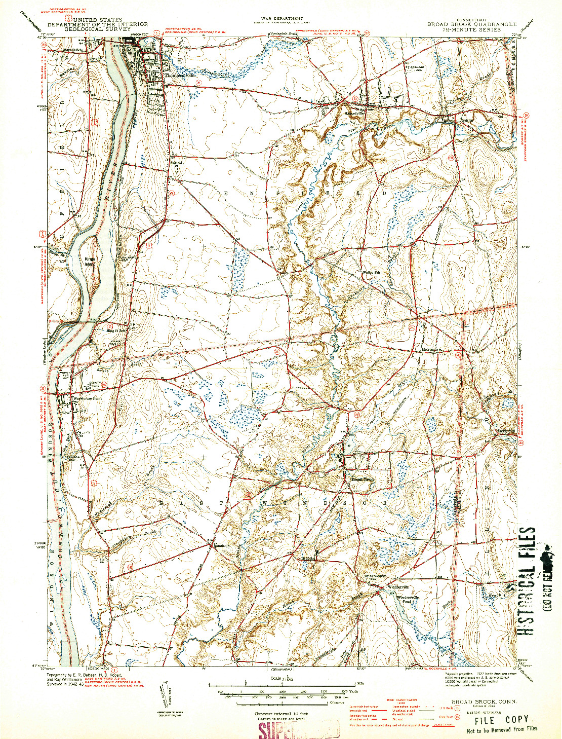 USGS 1:31680-SCALE QUADRANGLE FOR BROAD BROOK, CT 1944