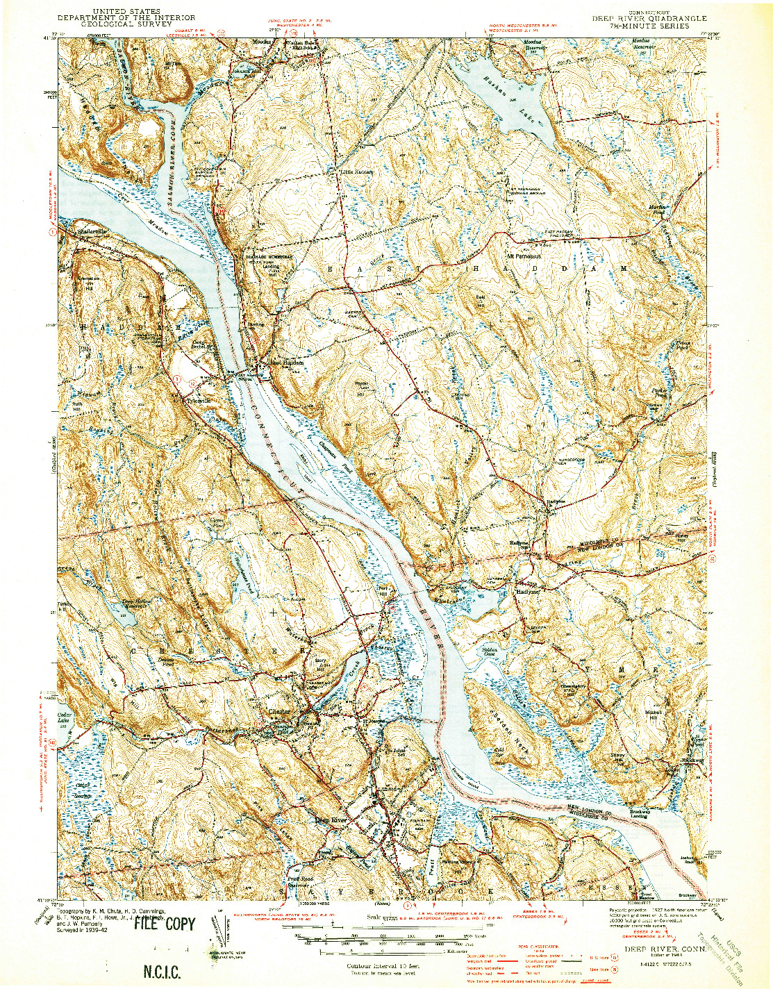 USGS 1:31680-SCALE QUADRANGLE FOR DEEP RIVER, CT 1944