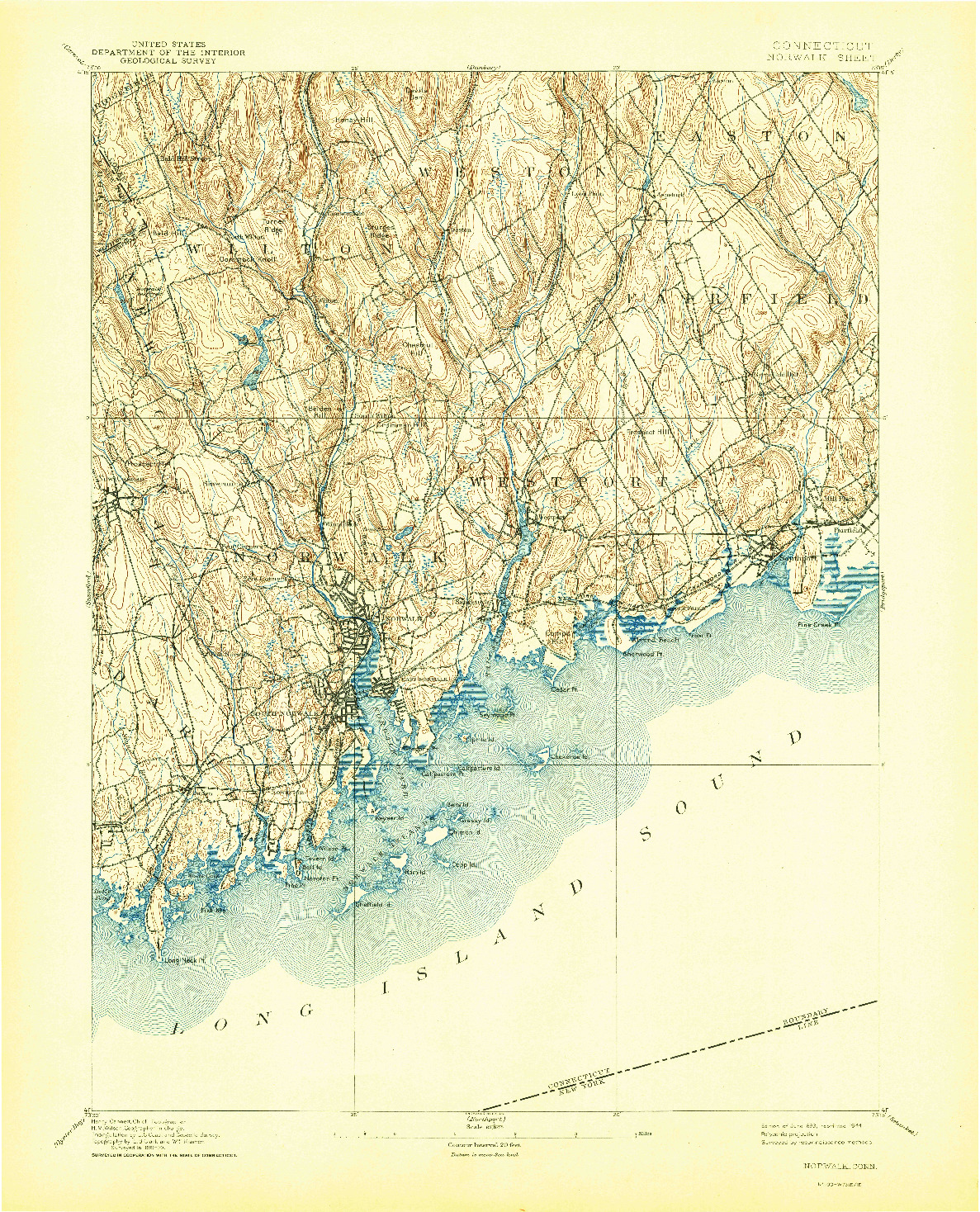 USGS 1:62500-SCALE QUADRANGLE FOR NORWALK, CT 1893