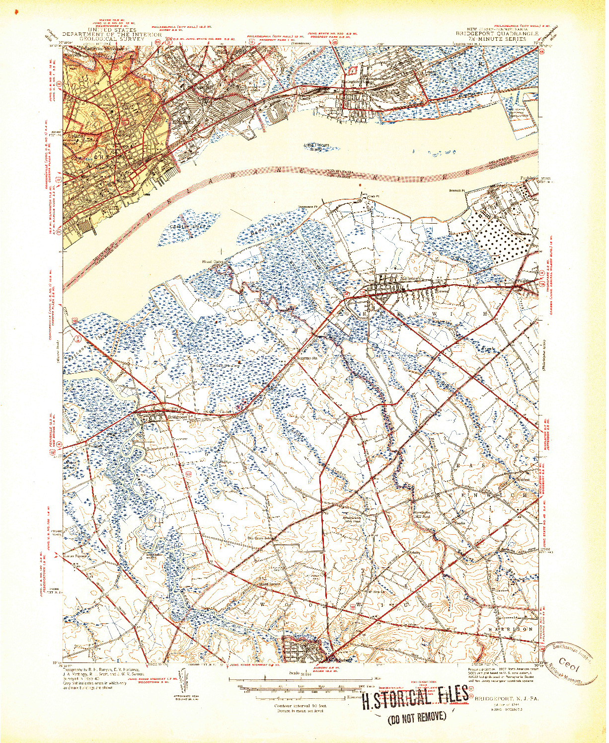 USGS 1:31680-SCALE QUADRANGLE FOR BRIDGEPORT, NJ 1944