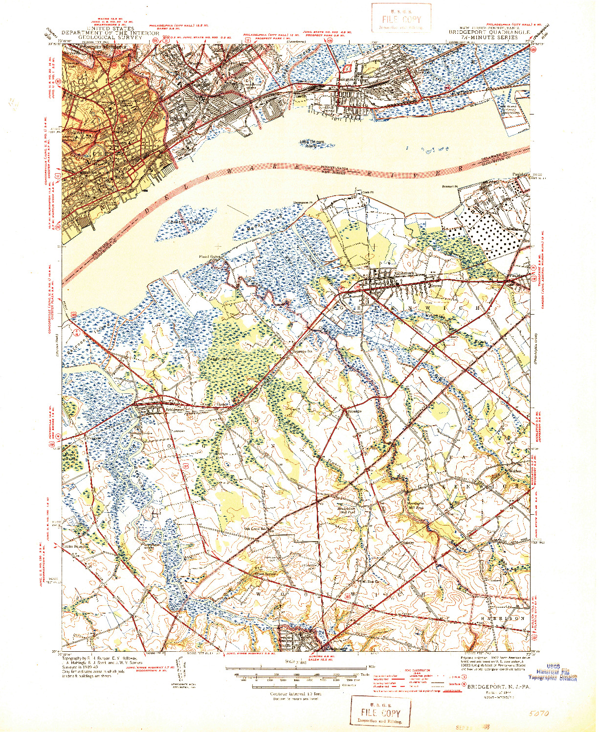 USGS 1:31680-SCALE QUADRANGLE FOR BRIDGEPORT, NJ 1944