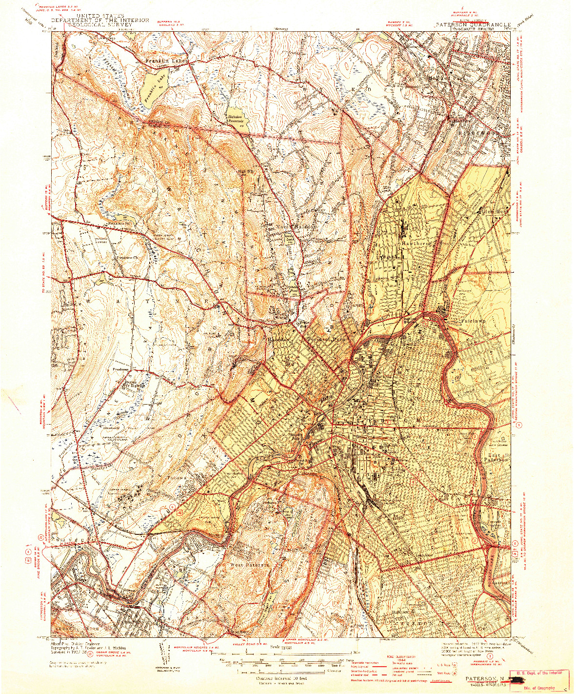 USGS 1:31680-SCALE QUADRANGLE FOR PATERSON, NJ 1944