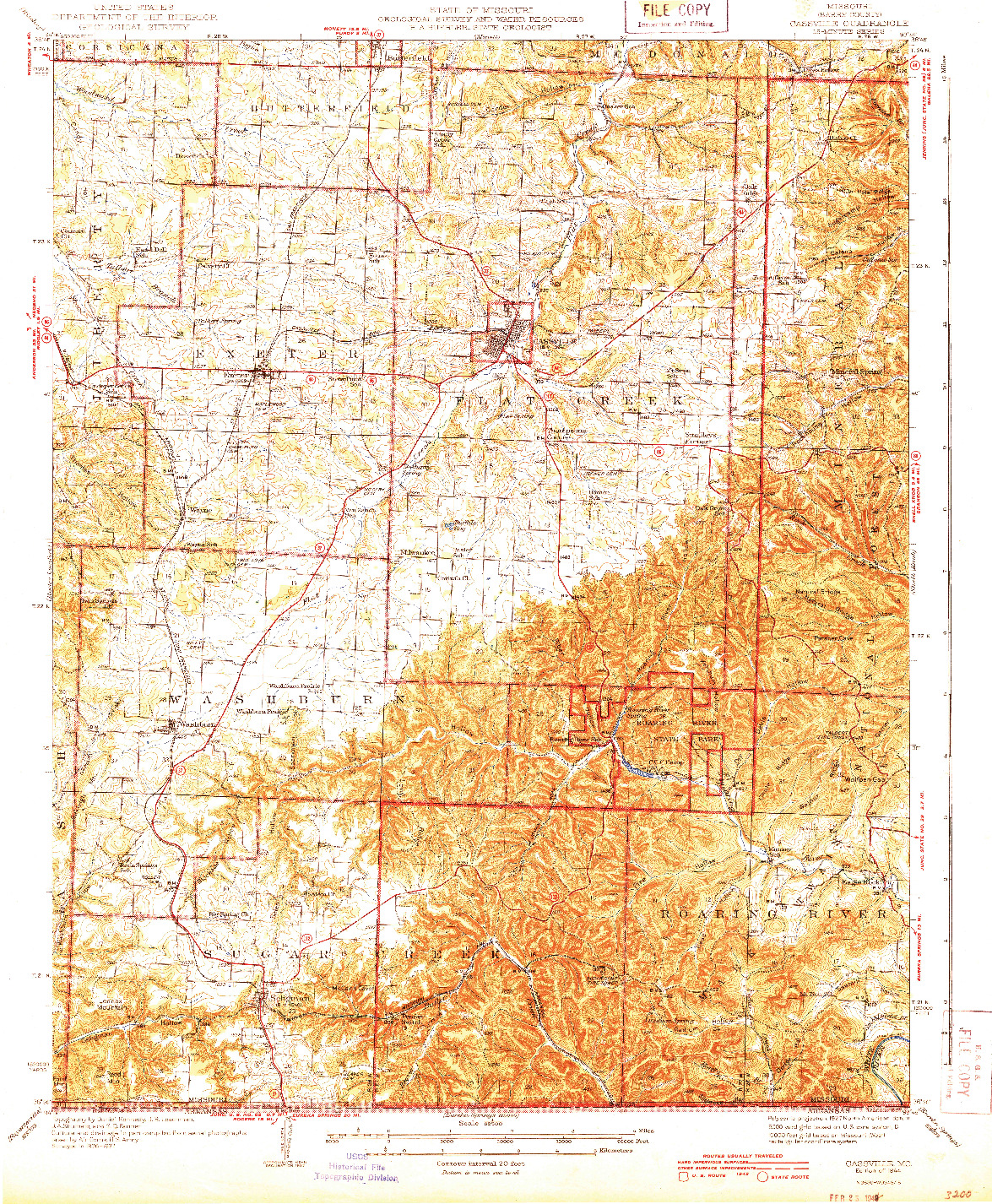 USGS 1:62500-SCALE QUADRANGLE FOR CASSVILLE, MO 1944