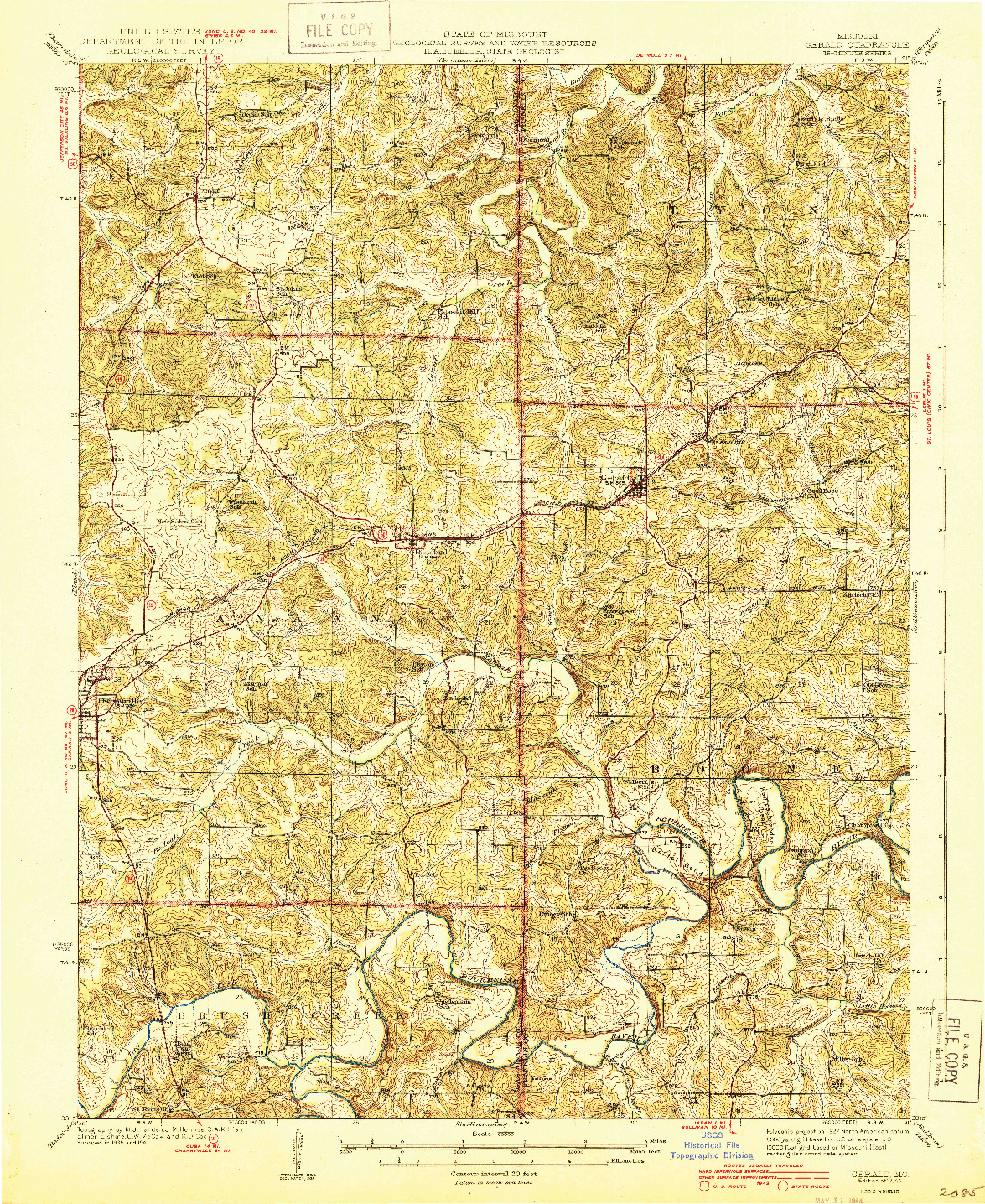 USGS 1:62500-SCALE QUADRANGLE FOR GERALD, MO 1944