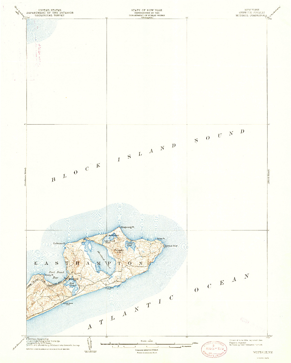 USGS 1:62500-SCALE QUADRANGLE FOR MONTAUK, NY 1904